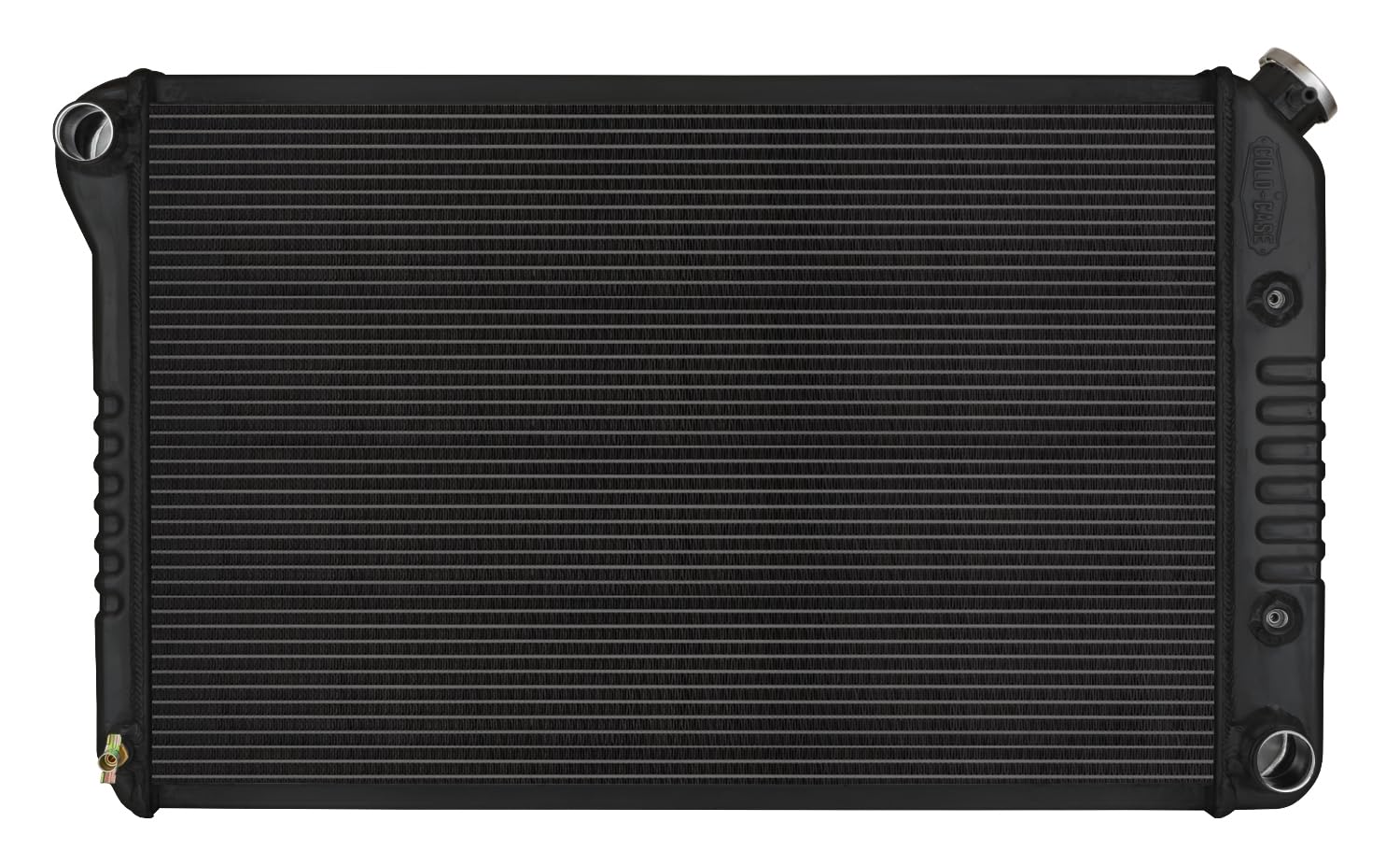 COLD - CASE Black Night Rider Series Cold Case Radiator, 31.5 in W x 18.5 in H x 3 in D, Driver Side Inlet, Passenger Side Outlet, Aluminum, Black Paint