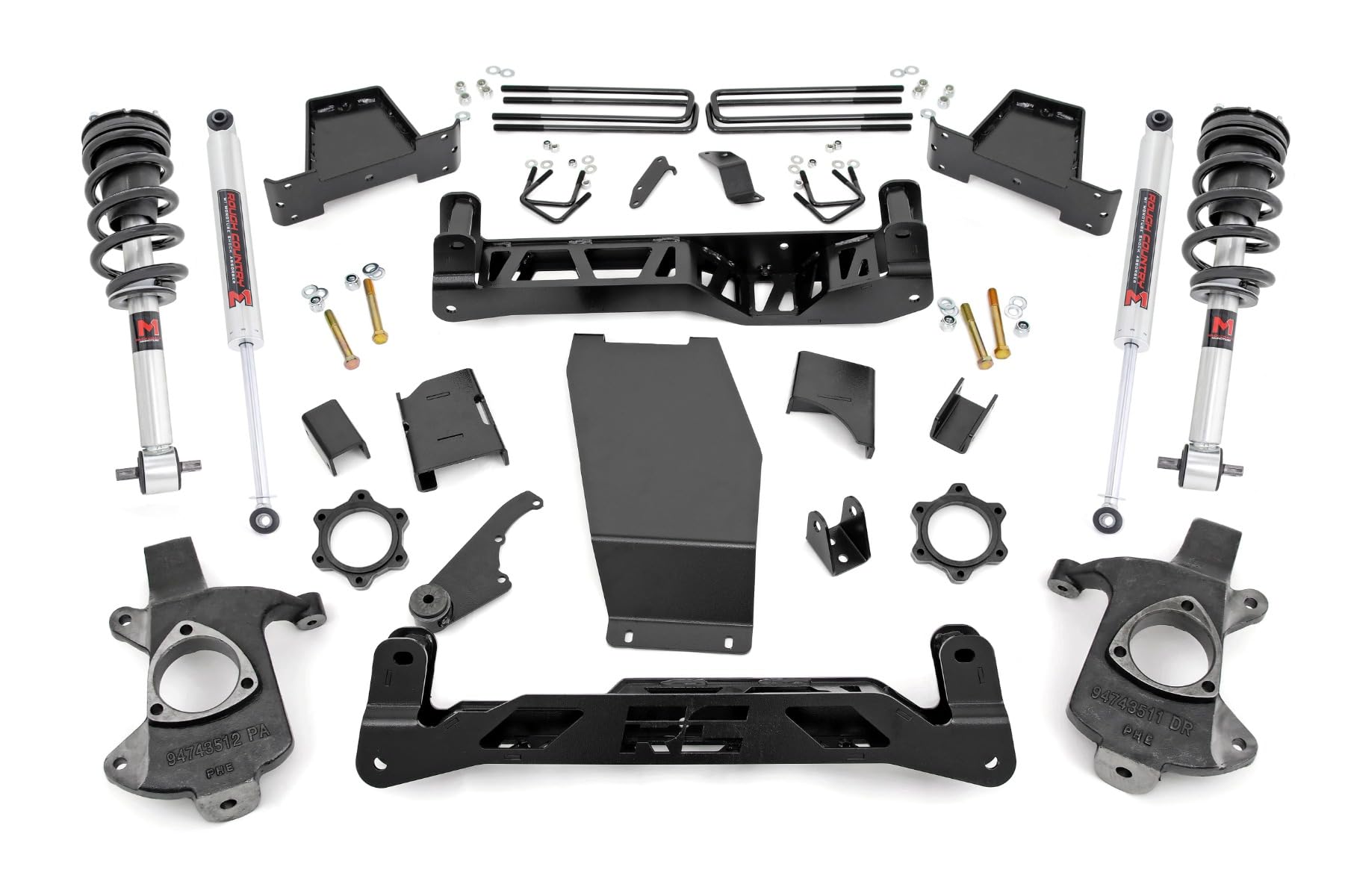6" Rough Country Suspension Lift Kit with M1 Struts/M1 Shocks for Chevy Silverado & GMC Sierra 1500 (2014-2018 w/Stock Cast Alu or Stamped Steel Control Arms)