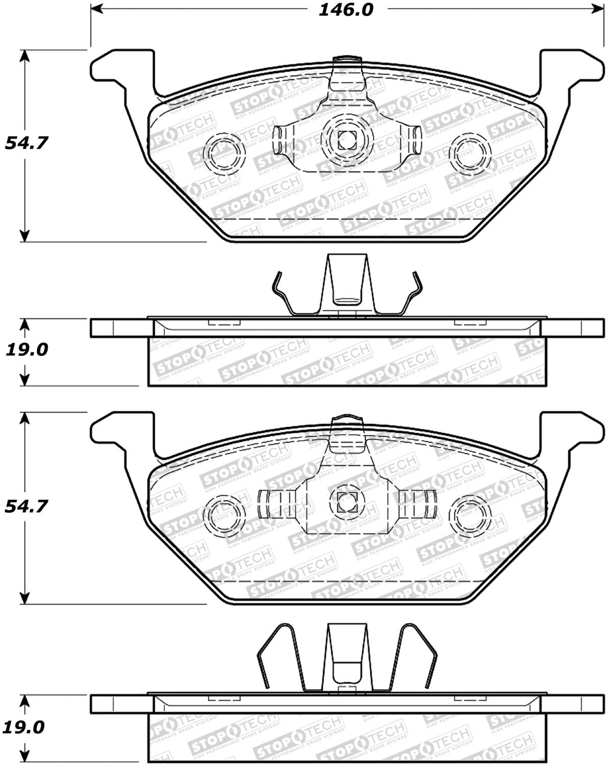 Front StopTech 308.07680 Brake Pads with Shims and Hardware Street