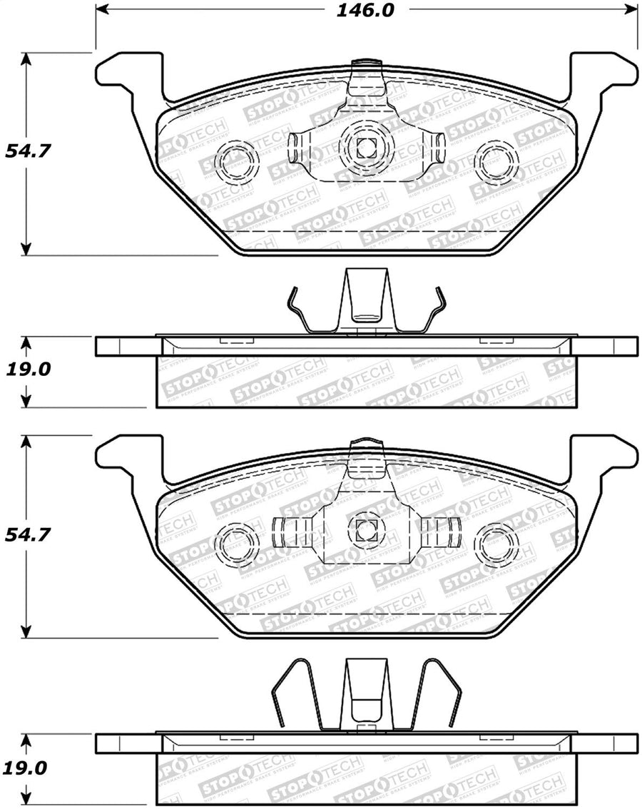 Front StopTech 308.07680 Brake Pads with Shims and Hardware Street