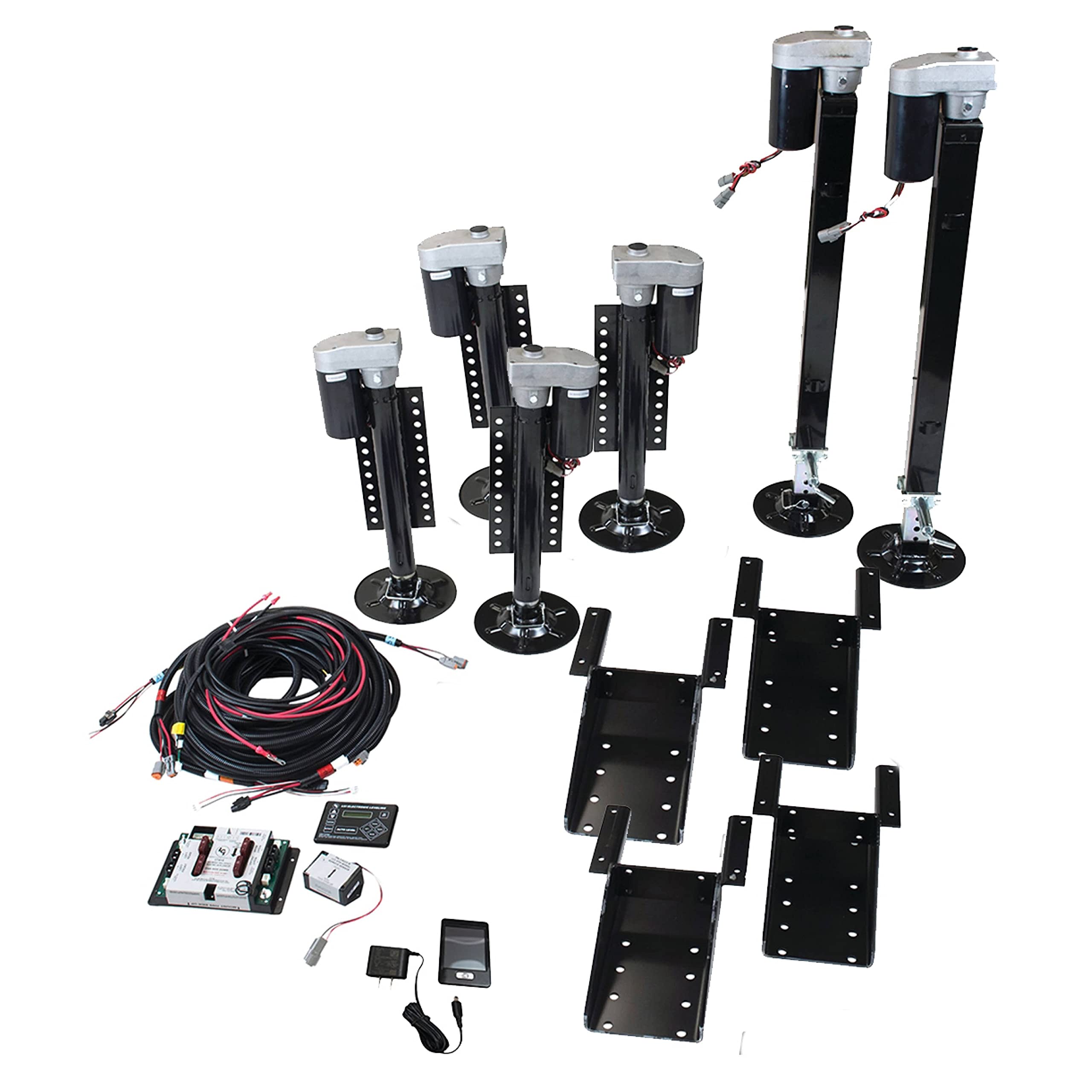 Lippert 5th Wheel Ground Control 3.0 6-Point Automatic RV Leveling System with 15,500-lb. Total Lift Capacity, Wireless Remote, Hall Effect Technology, Auto-Hitch Memory - 675817