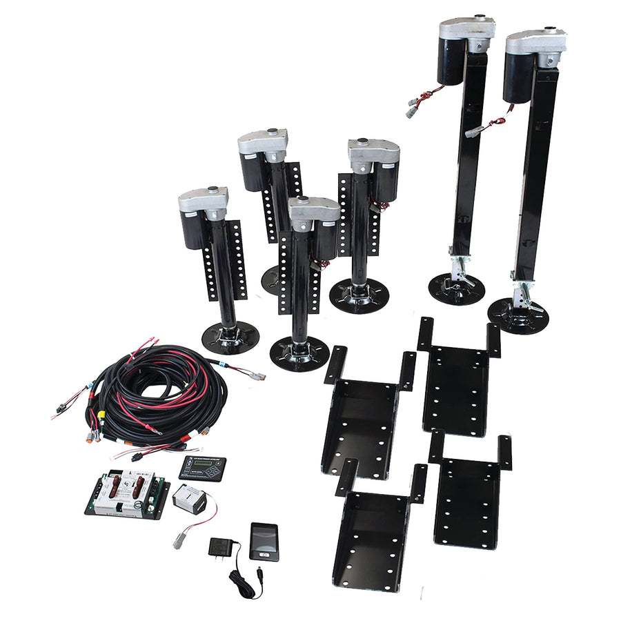 Lippert 5th Wheel Ground Control 3.0 6-Point Automatic RV Leveling System with 15,500-lb. Total Lift Capacity, Wireless Remote, Hall Effect Technology, Auto-Hitch Memory - 675817