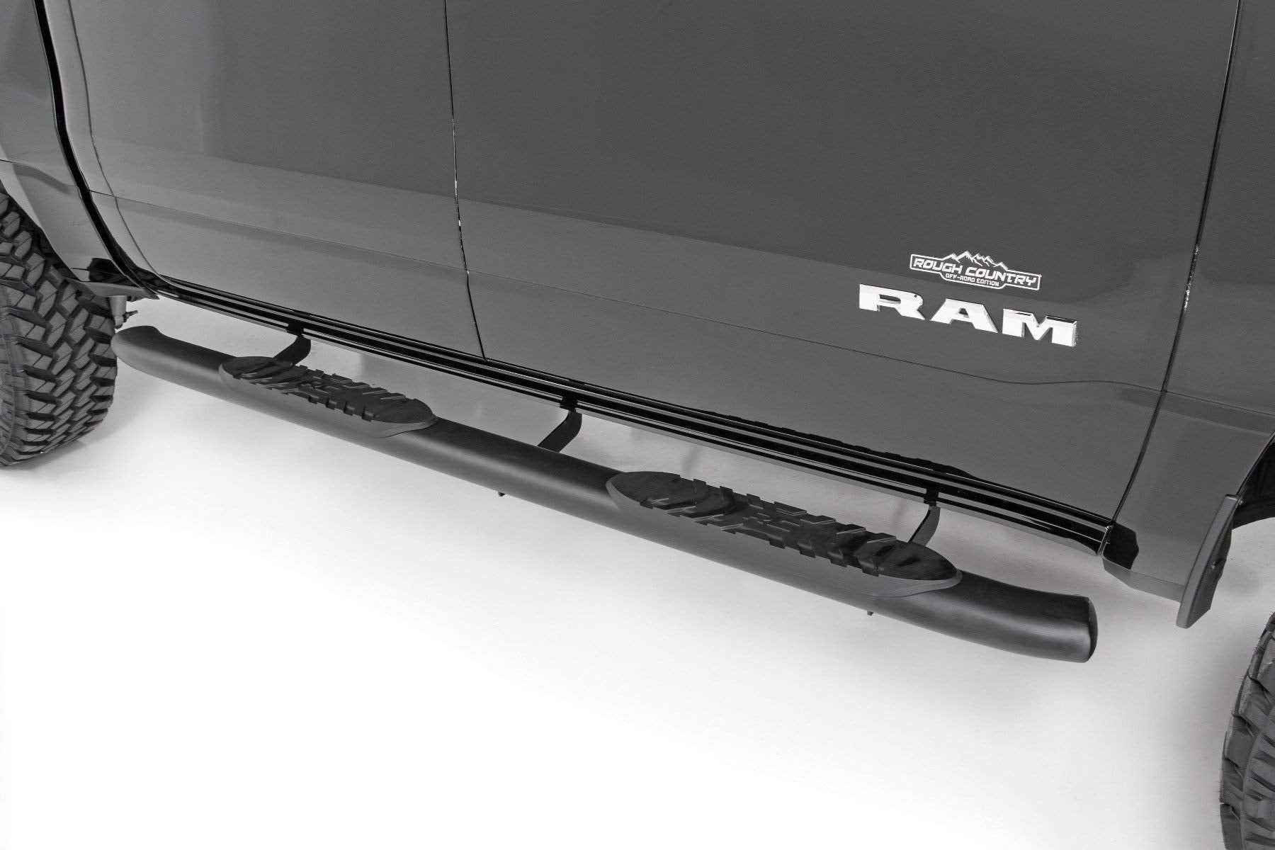 Rough Country Nerf Steps Oval for Ram 1500 (2019-2025) 1500 TRX (2021-2026) Crew Cab - OEM Style Rails with Built-in Side Steps