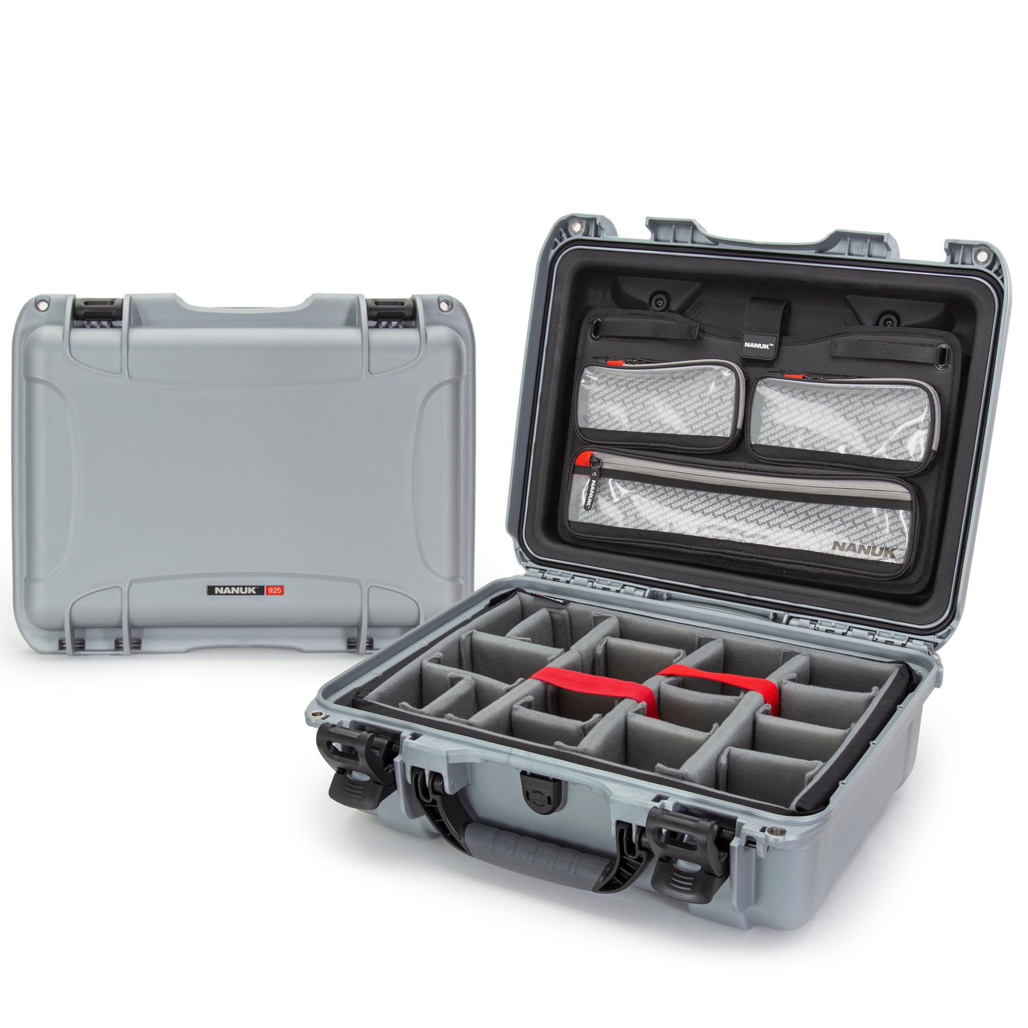 Pro Photo Kit Nanuk 925 – Waterproof Travel Camera Hard Case with Padded Dividers & Lid Organizer, 18.7” x 14.8” x 7”, Dustproof & Impact-Resistant Airline Carry-On Approved – Silver