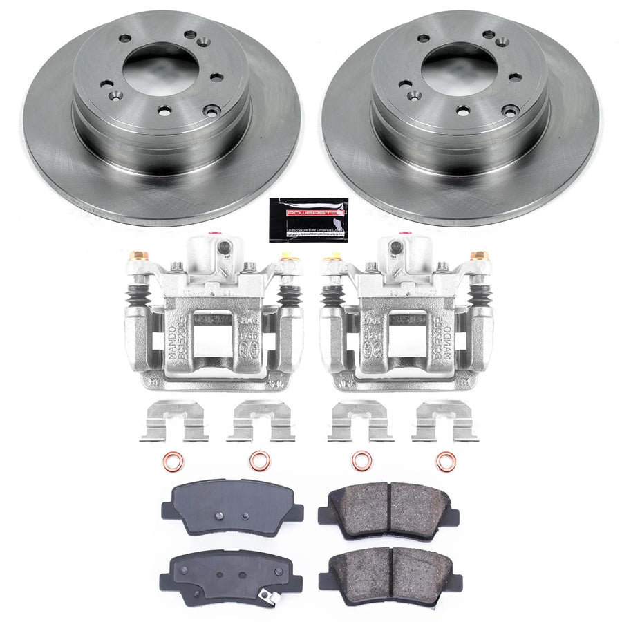 Power Stop KCOE5381 Rear Caliper Brake Kit- Brake Rotors, Brake Pads and Ceramic Brake Calipers For Hyundai Sonata 2011-2015, Kia Optima 2011-2015 [Model Specific]