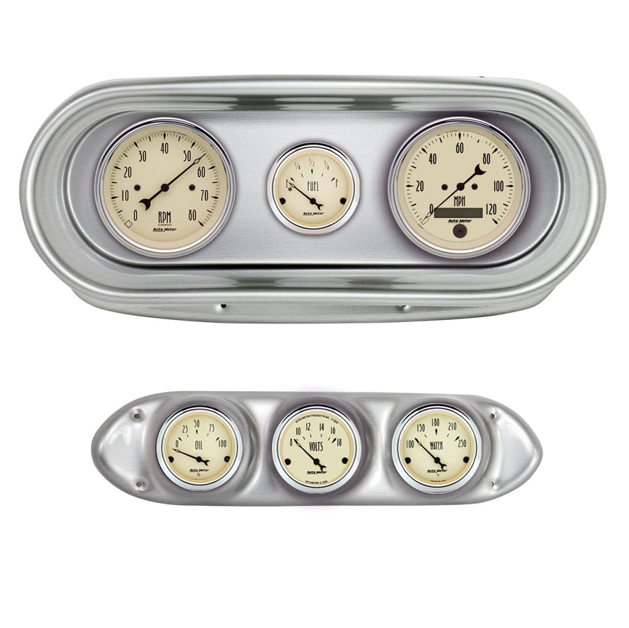 AutoMeter Dash Kit Direct Fit, Nova 62-65, Tach/Mph/Fuel/Oilp/Wtmp/Volt, Antique Beige (2127-02)