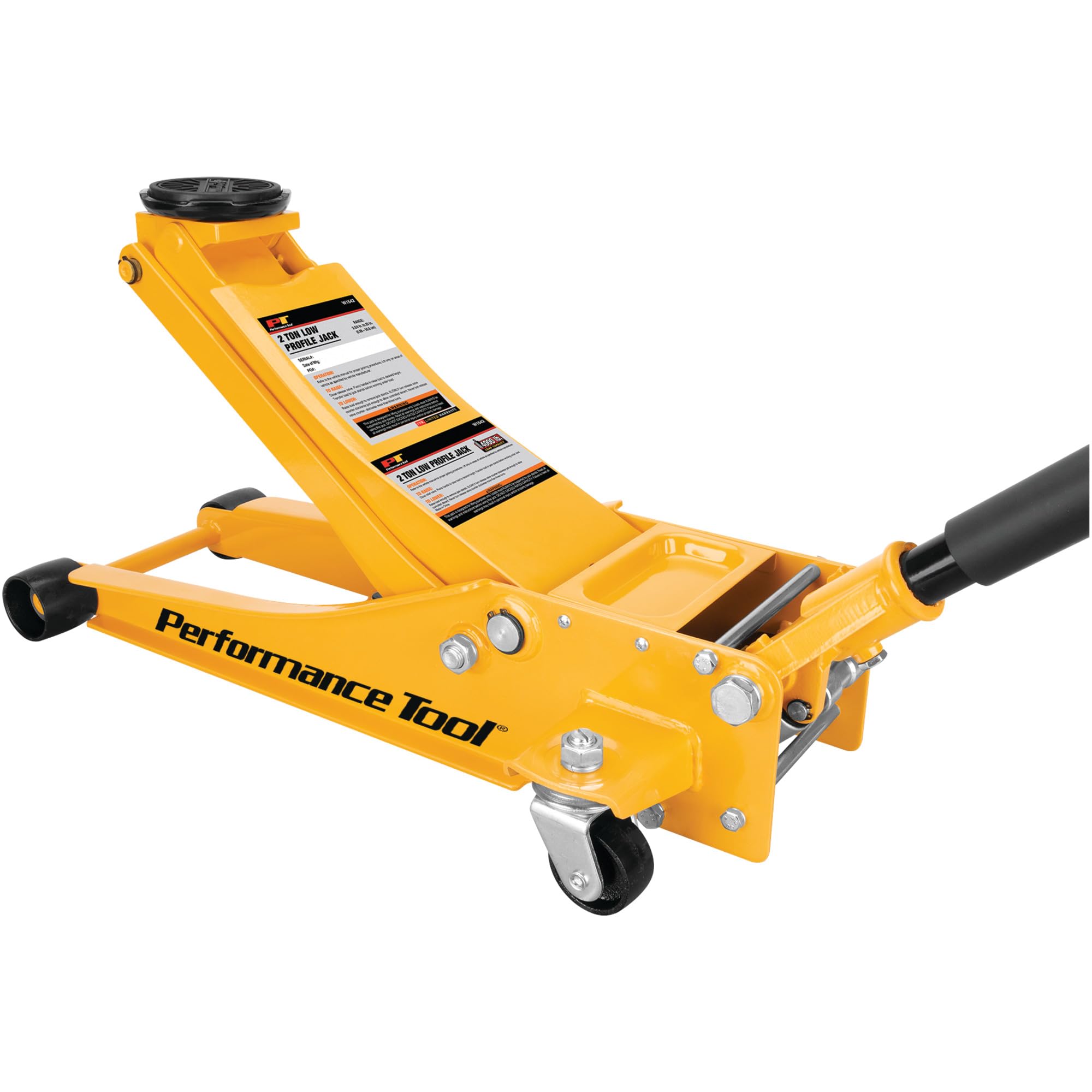 Low-Profile Performance Tool W1642 Professional Swiveling Floor Jack, 2-Ton Capacity, Lift Range 2-3/4-Inch to 20-Inch