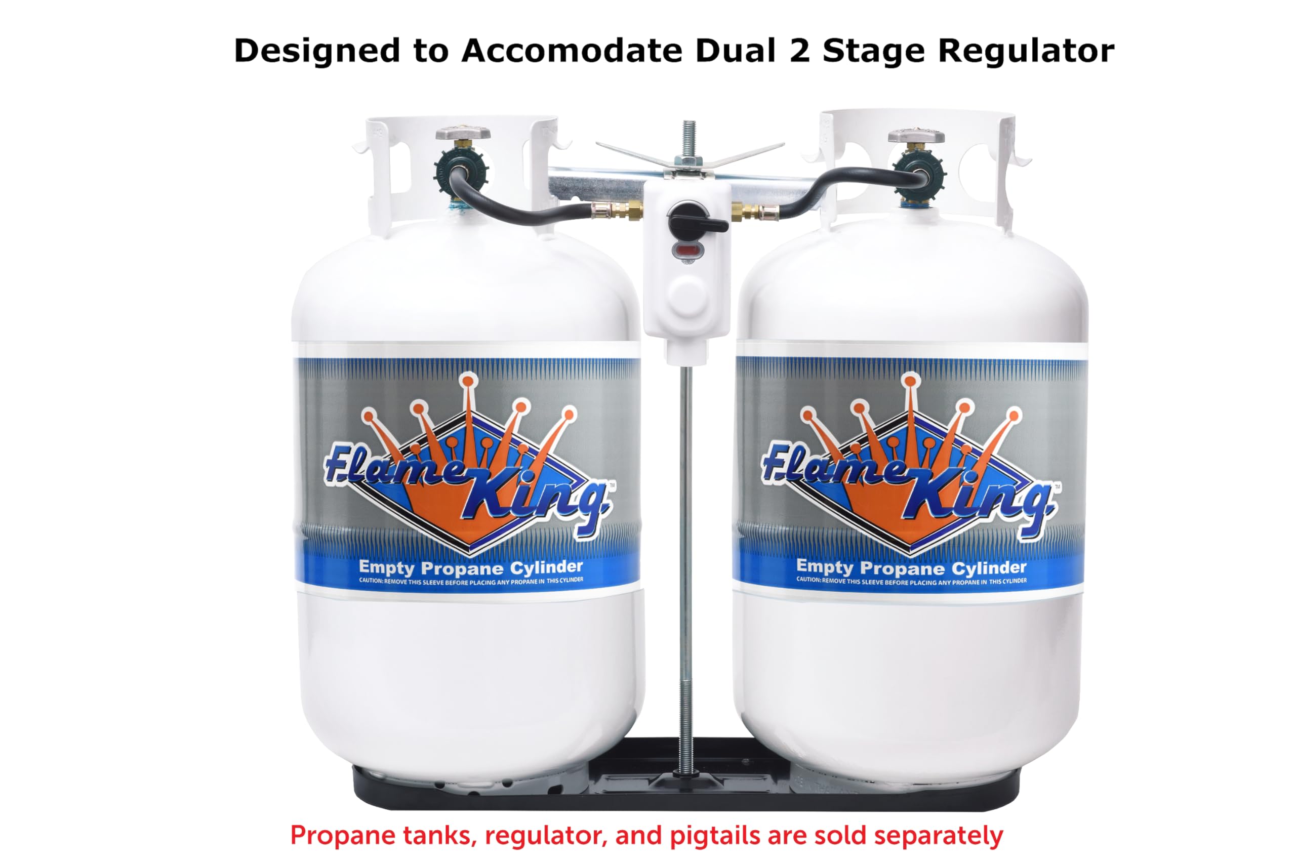 Dual Flame King RV Propane Tank Cylinder Rack for Trailers and RVs for 30lb Tanks - KT30MNT (Tanks Sold Separately), Black