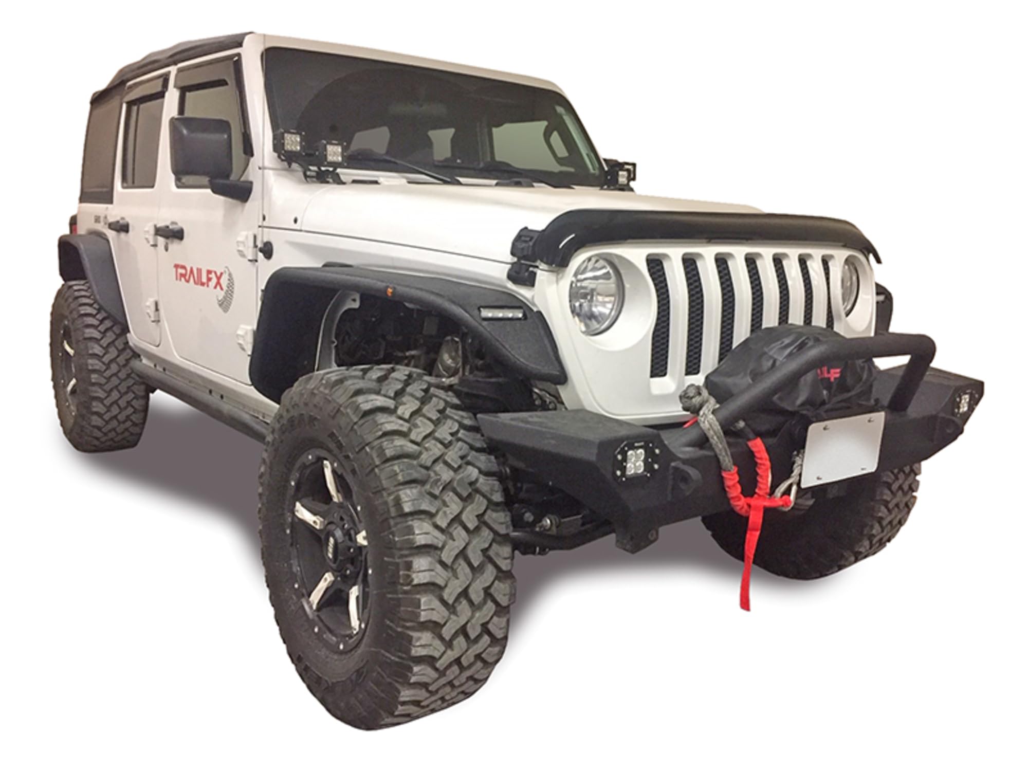 Fender Flares Jeep Wrangler JL 2018–2025 Fits Flat Style Front Flares 7.5 Inch Tire Coverage Textured Powder Coated Black With LED Turn Signal and Marker Light Set of 2 Fender Flares TrailFX JL05FF