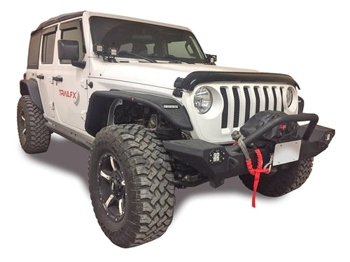 Fender Flares Jeep Wrangler JL 2018–2025 Fits Flat Style Front Flares 7.5 Inch Tire Coverage Textured Powder Coated Black With LED Turn Signal and Marker Light Set of 2 Fender Flares TrailFX JL05FF