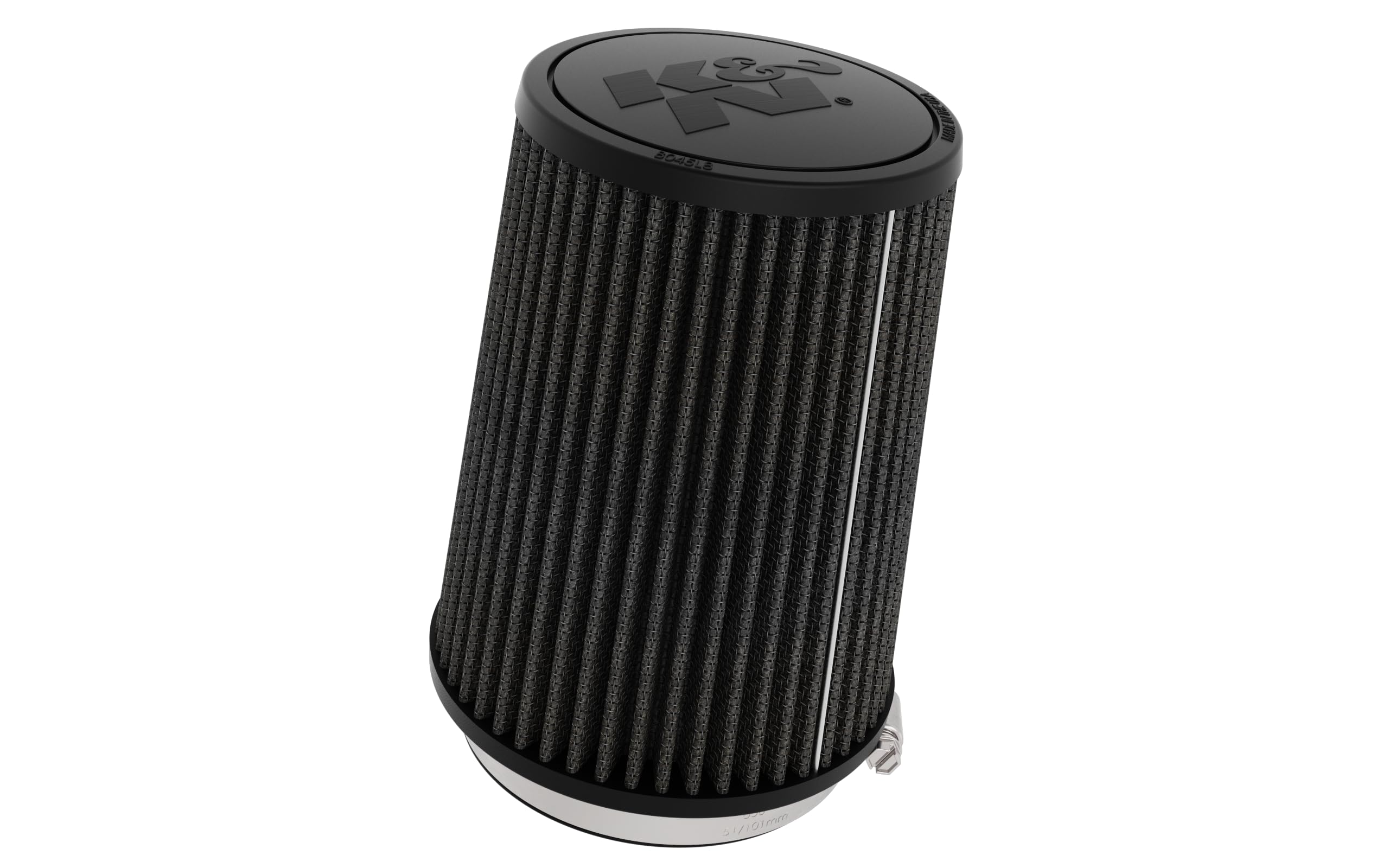 K&N Lifetime Universal Clamp-On Air Filter: Dryflow, Washable, Oil-free, Synthetic: Flange Diameter: 4 In, Filter Height: 7 In, Flange Length: 0.625 In, Shape: Round Tapered, RU-3116HBK