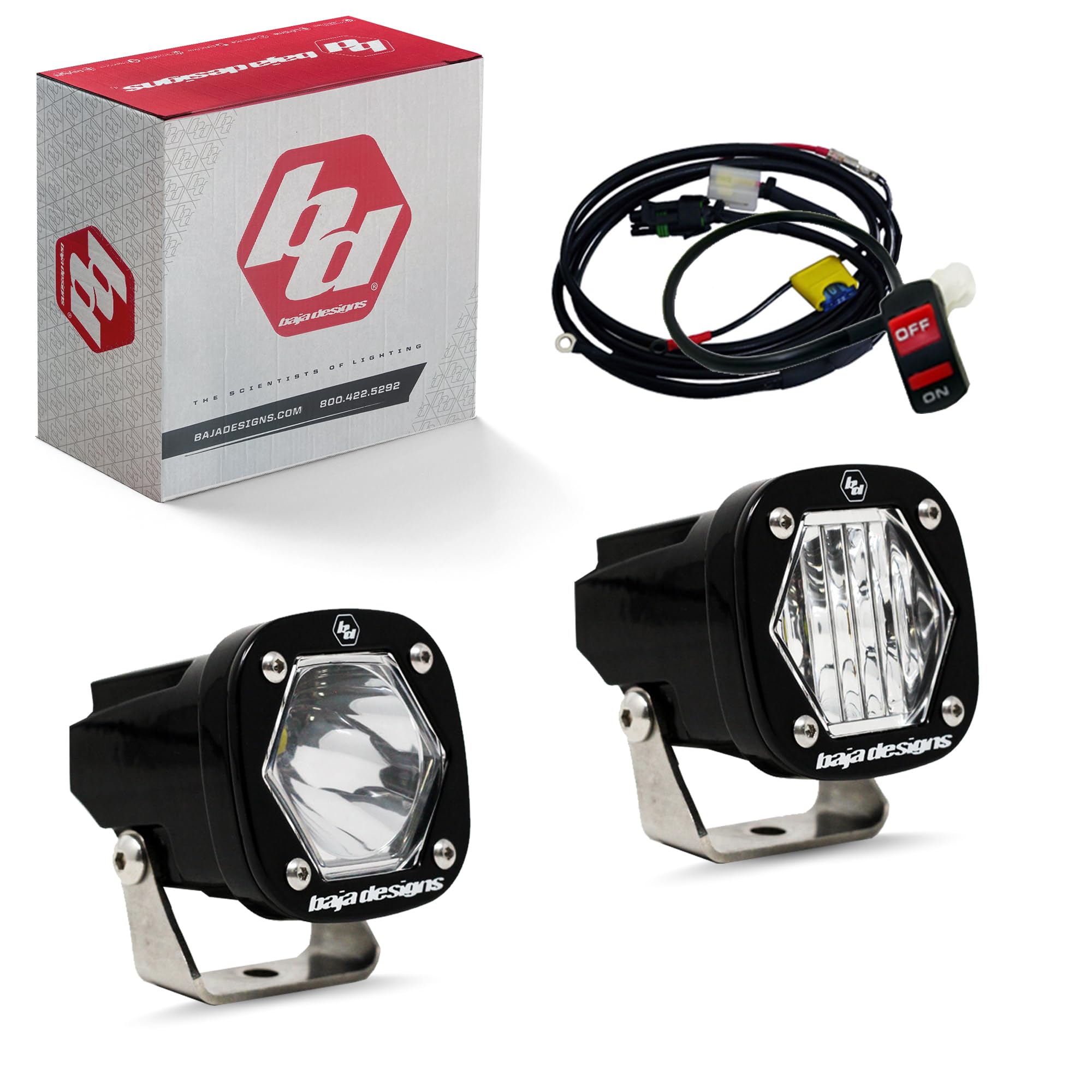 Baja Designs S1 Moto LED Auxiliary Light Kit For Motorcycle (Multi-Pattern Lens; Clear)
