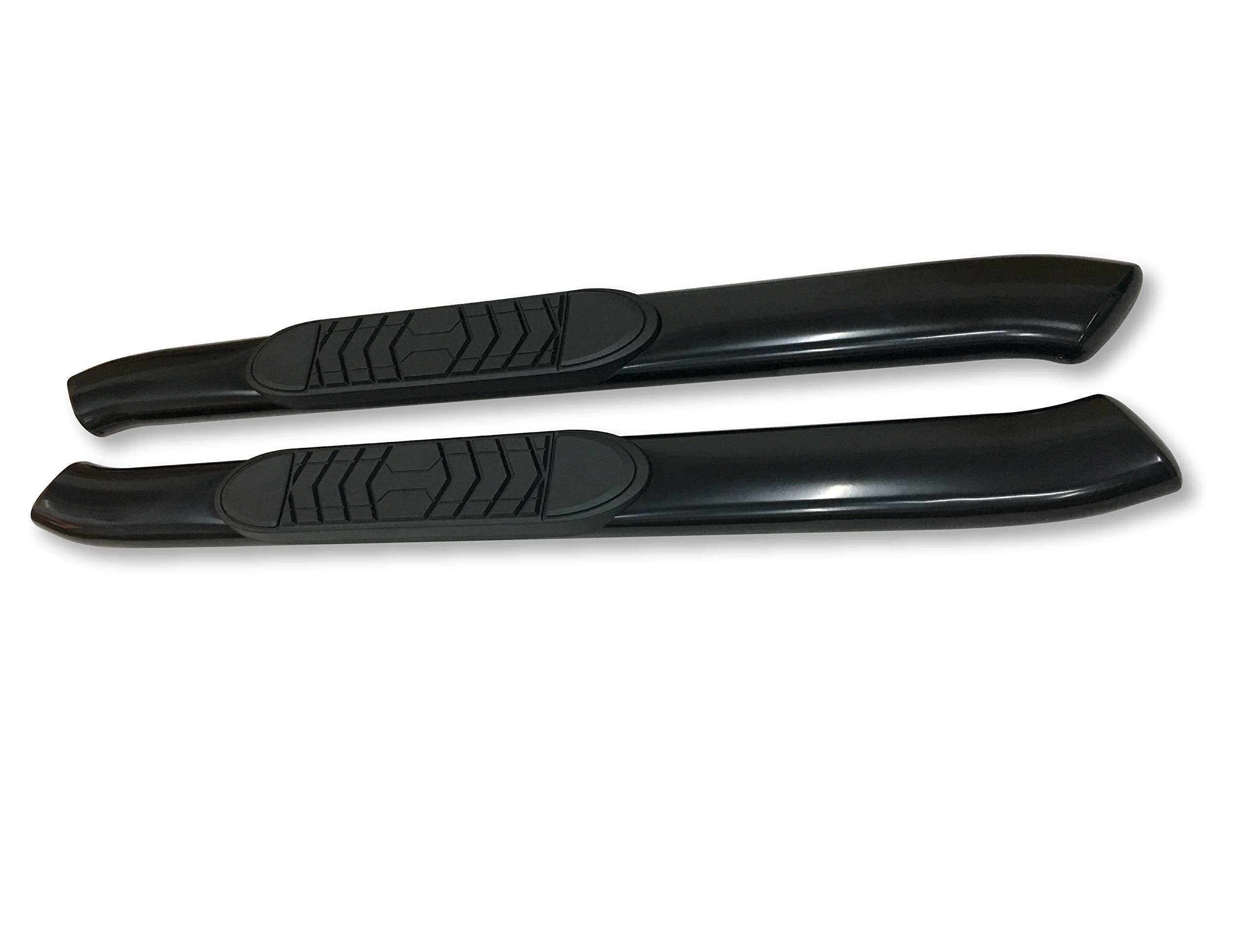 Ford F-150 TrailFX A7072B Truck Running Boards Fits Standard Cab 2015-2026 Oval 5 Inch Bent Side Bars with Step Pads, Black Powder Coated Steel, Welded End Caps, Rocker Panel Mount