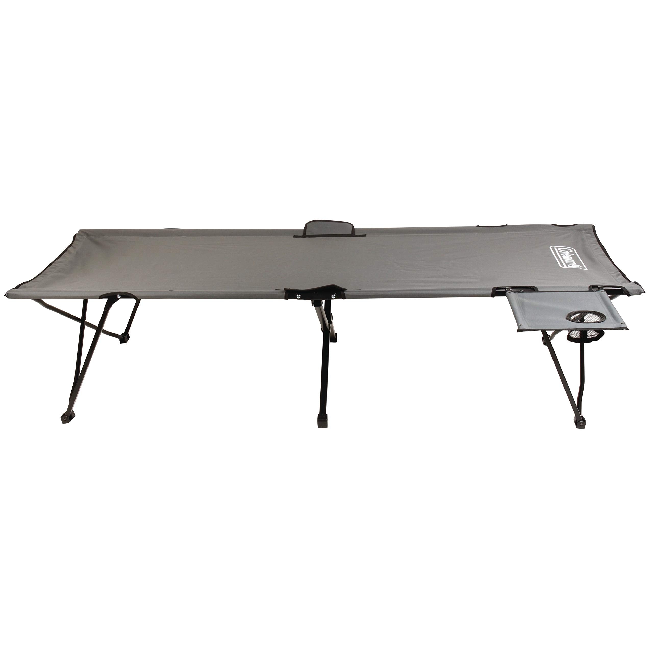 Coleman Big ‘n Tall Pack-Away Camping Cot with Removable Side Table, Extra Wide Cot Fits Adults up to 6ft 6in or 300lbs, Carry Bag Included