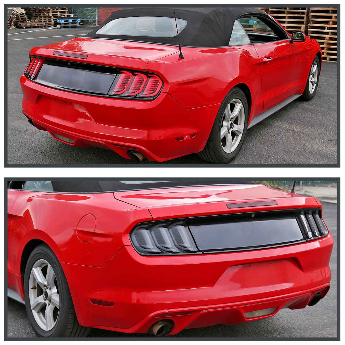 Full LED SPEC-D TUNING Glossy Black Smoke Tail Lights with Sequential Turn Signals Compatible with 2015-2023 Ford Mustang Coupe/Convertible, Left + Right Pair Assembly