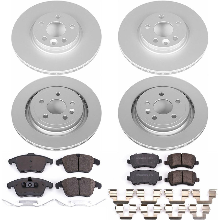 Z23 Evolution Power Stop CRK7638 Coated Brake Kit Front and Rear Geomet®