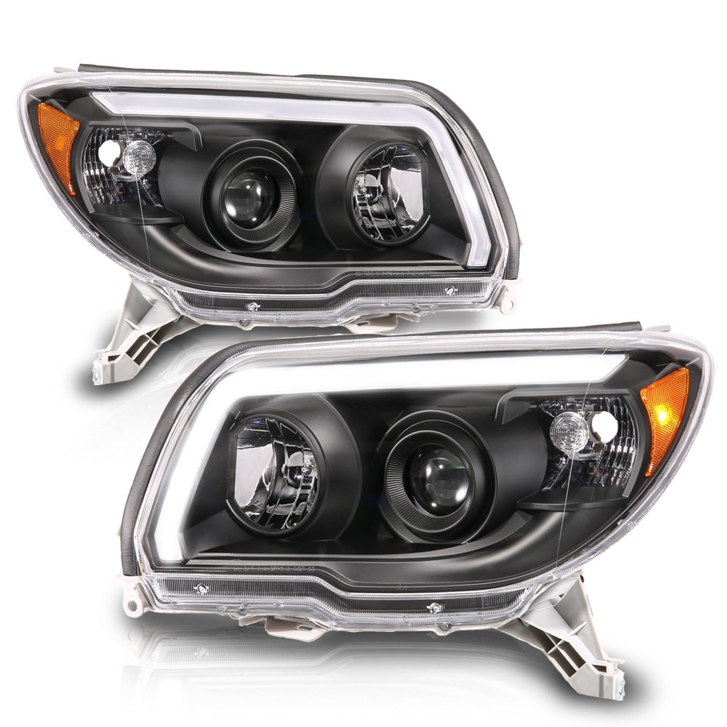 Plank Style ANZO Black LED Light Tube Projector Headlights