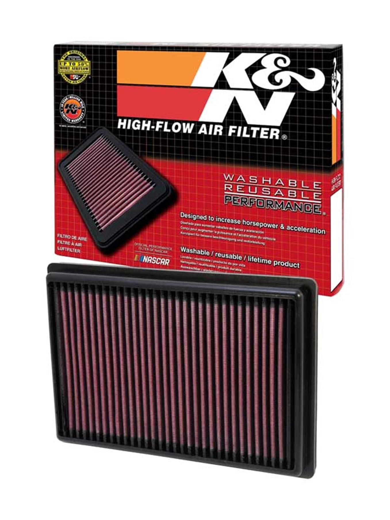 K&N Engine Air Filter: Replacement Car Air Filter, Washable, Clean Every 75,000 Miles, Reusable, Premium: Compatible with 2007-2012 NISSAN (Sentra), 33-2376