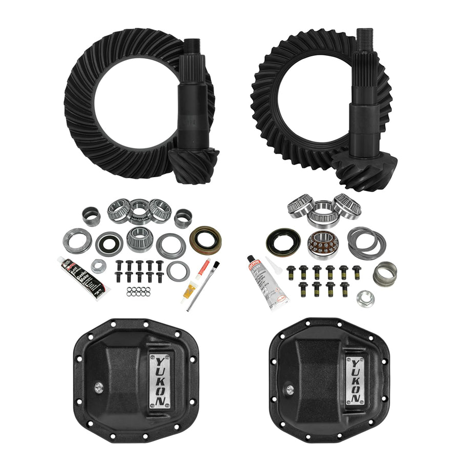 Yukon Jeep Stage 2 Re-Gear Kit w/Diff Covers for Dana 30/44, 3.73 Ratio, 24/28 Spline, Compatible with JL Non-Rubicon, YGK076STG2
