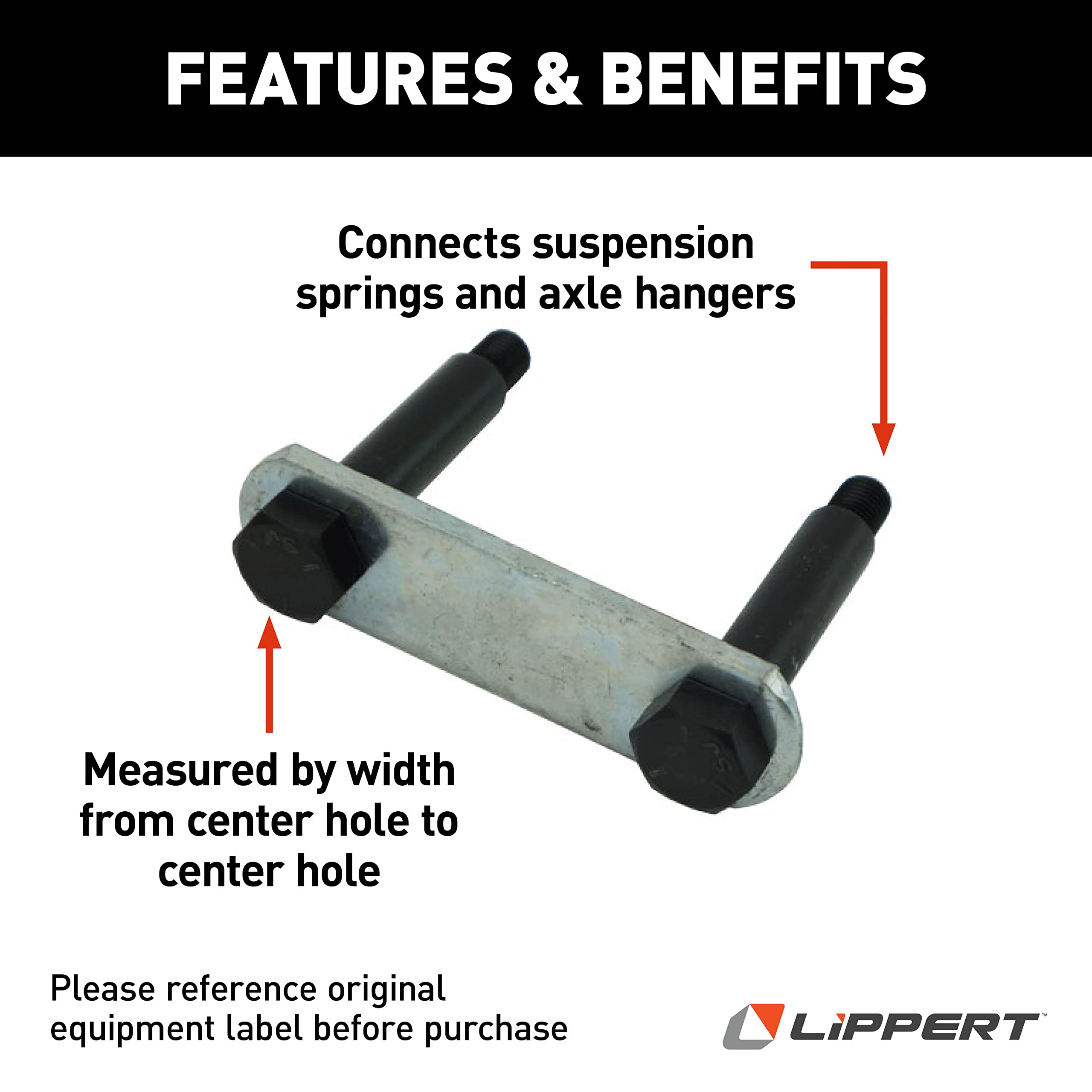 3.13" Lippert Replacement Shackle Link Assembly for RV Trailer Suspension Systems, Includes 2 Shoulder Bolts, 1 Shackle Link Plate - 133485