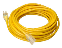 Extra Heavy Duty Southwire Extension Cord, 100Ft, 10 Gauge, 3 Conductor, Outdoor Cord, Lighted End, SJTW, Yellow, 2689SW0002