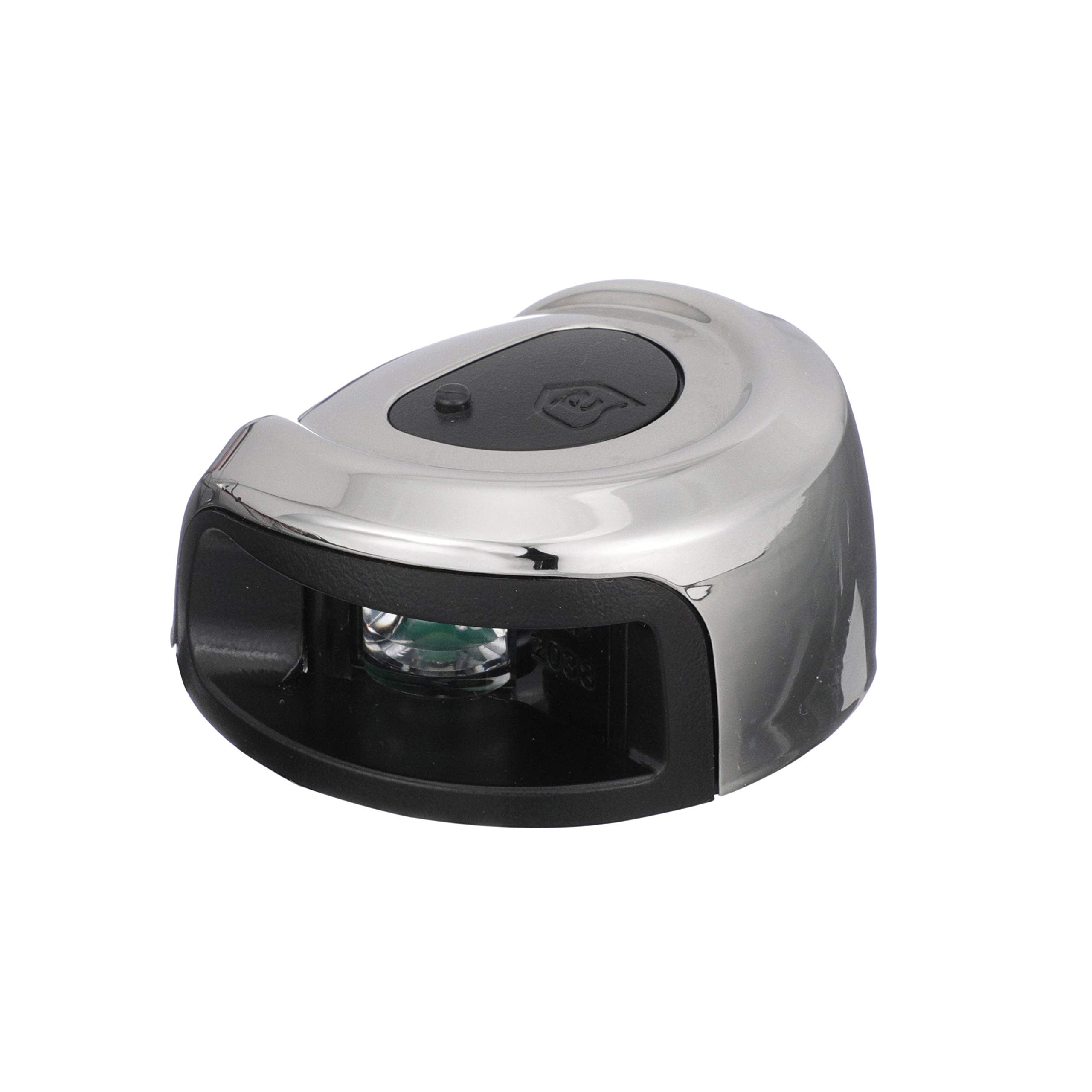 LightArmor Attwood NV2012SSG-7 2-Mile Navigation Deck Mount Sidelight, Green LED Lighting, Round Stainless Housing