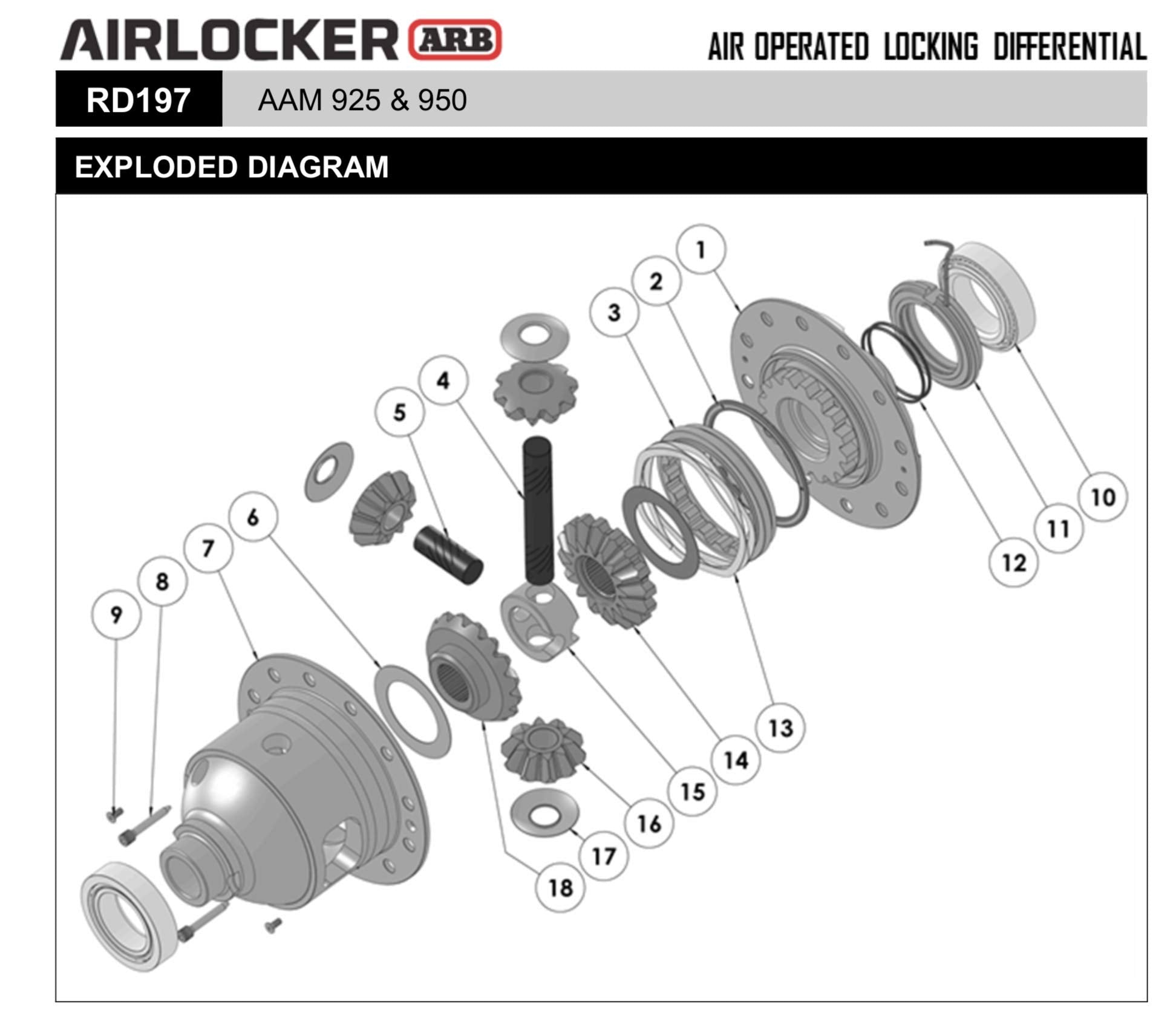 ARB Air Operated Locking Differential for 31 Spline Ford 8.8", Air compressor needed, sold separately