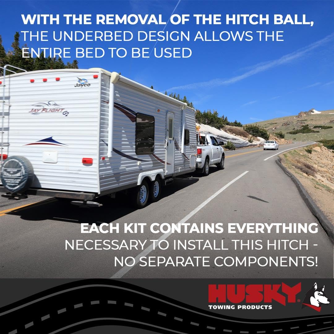 Husky Towing Gooseneck Trailer Hitch 35202 Fits 2020-2026 Chevrolet Silverado 2500 HD Under-Bed Direct Fit 35,000 lb GTW 8,750 lb TW, 2-5/16 Inch Removable Ball Gray Steel