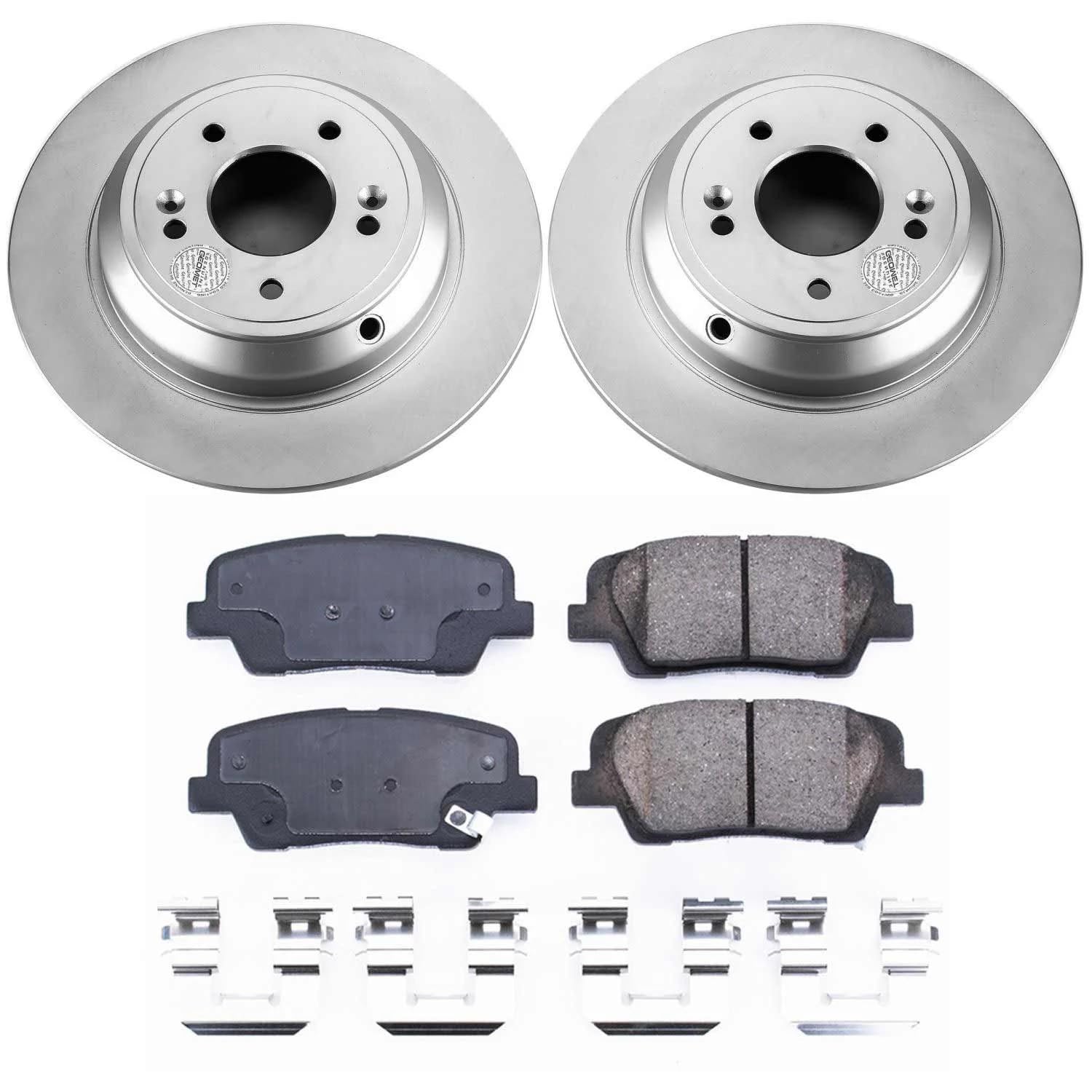 Power Stop CRK5847 Brake Rotor and Ceramic Brake Pads Coated- Rear For Genesis G70 2019-2022, Hyundai Genesis 2009, Kia Stinger 2018-2021 [Model Specific]