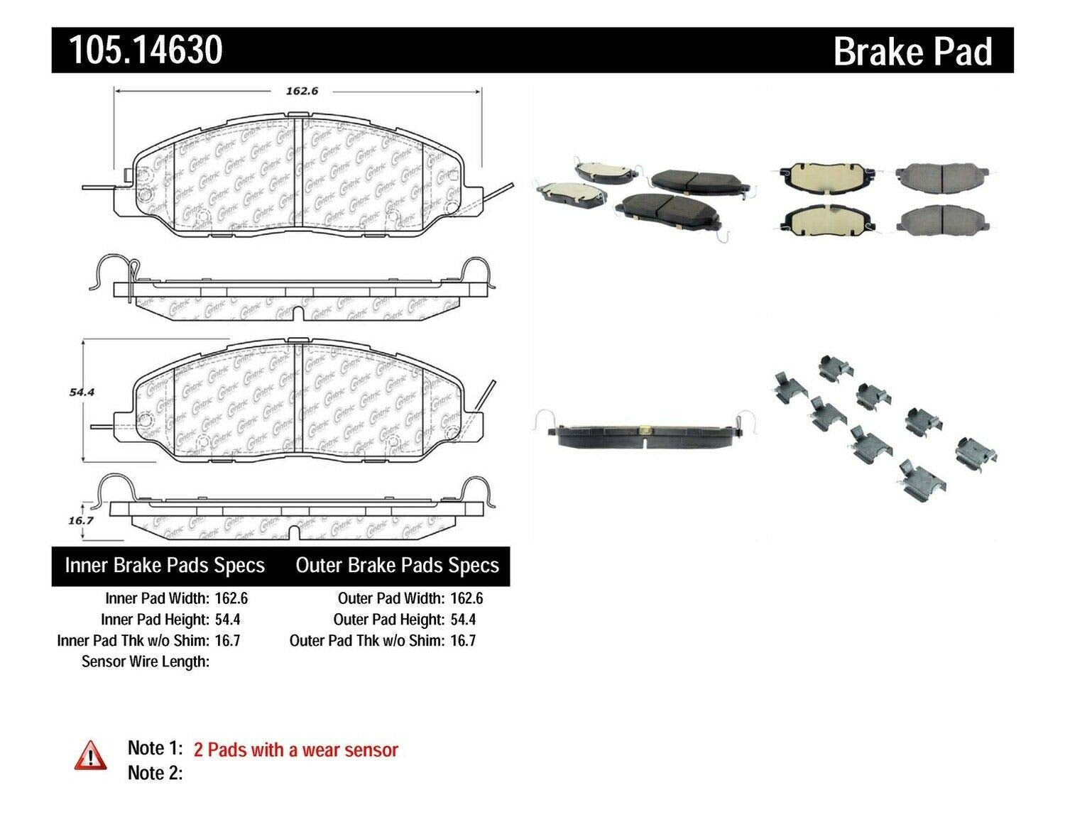 105.14630 Centric Front Brake Pad