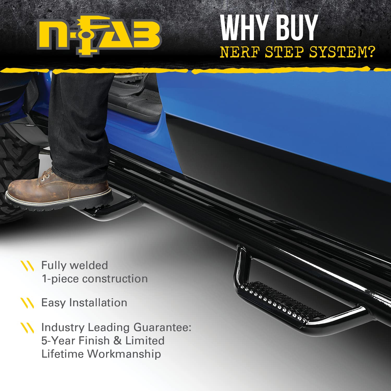 Wheel To Wheel N-Fab T1360R Nerf Step Bar 3 in. Tube Wheel To Wheel Nerf Step Bar