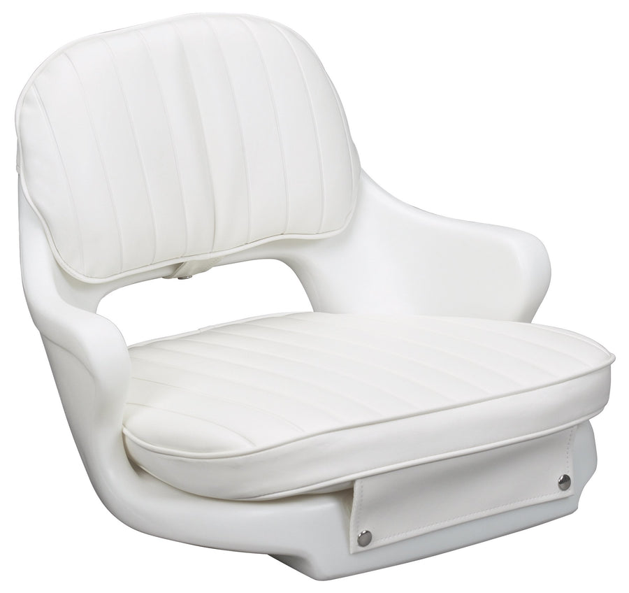 Moeller ST2000-HD Marine Moeller, Boat Helm Seat and Cushion, Includes Mounting Plate , White , 24.5" x 20" x 16"