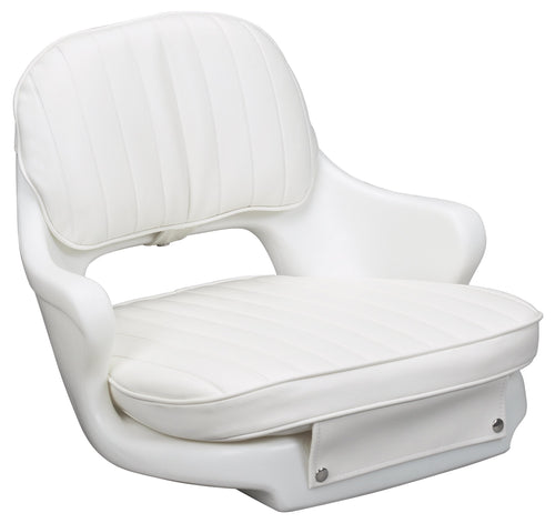 Moeller ST2000-HD Marine Moeller, Boat Helm Seat and Cushion, Includes Mounting Plate , White , 24.5" x 20" x 16"