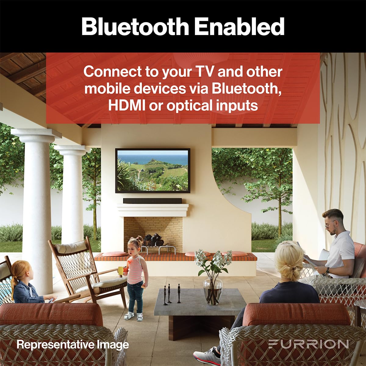 Furrion 2.1 Aurora Outdoor Soundbar Speaker with Built-in Subwoofer, Bluetooth, HDMI & Optical Inputs - FSBNN30MST