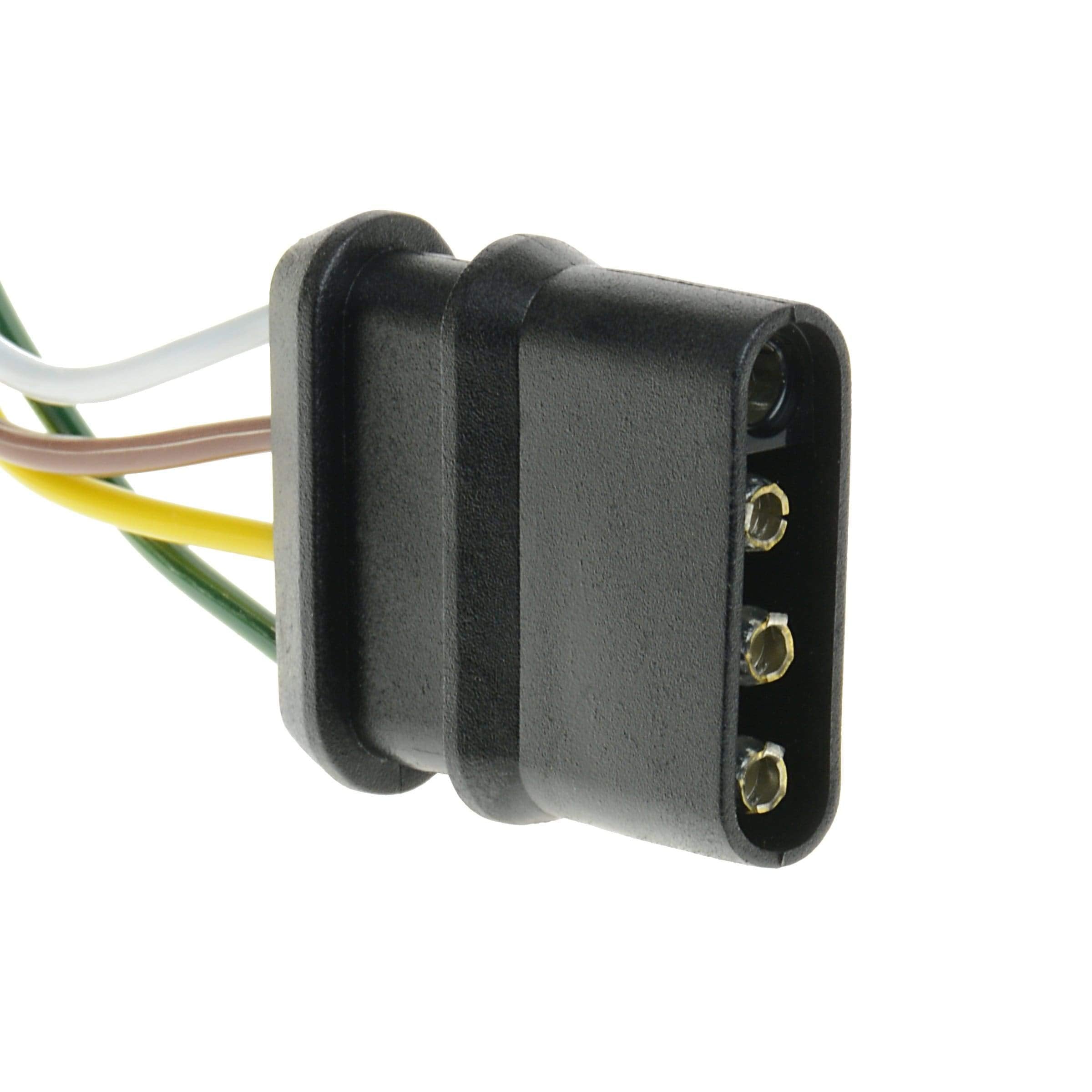4-Way T-H Marine Trailer Side Connector – 24 in Wiring Extension with Color-Coded Wires for 12V DC Vehicle to Trailer Brake Turn Tail Light Hookup