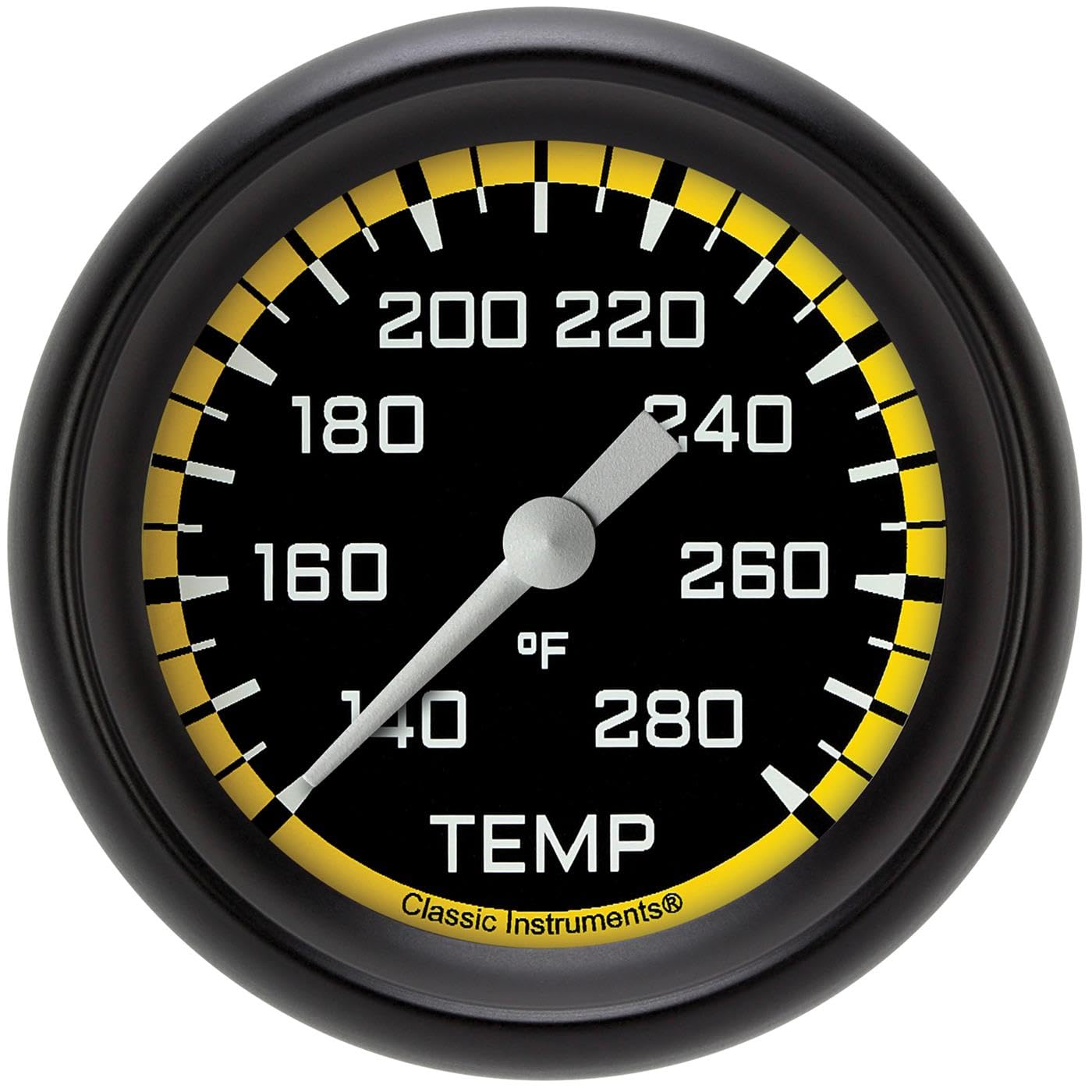 AX326YBPF-02 Classic Instruments Autocross Yellow 2 5/8" Water Temperature Gauge 1/8"