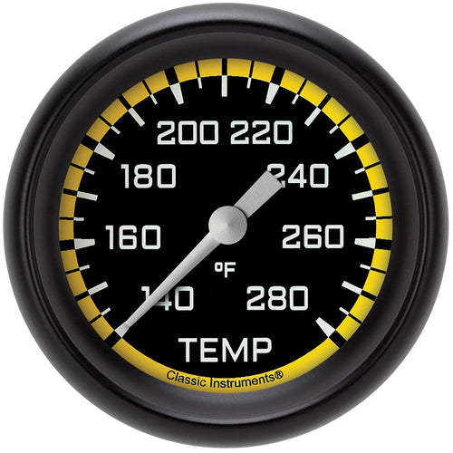 AX326YBPF-02 Classic Instruments Autocross Yellow 2 5/8" Water Temperature Gauge 1/8"