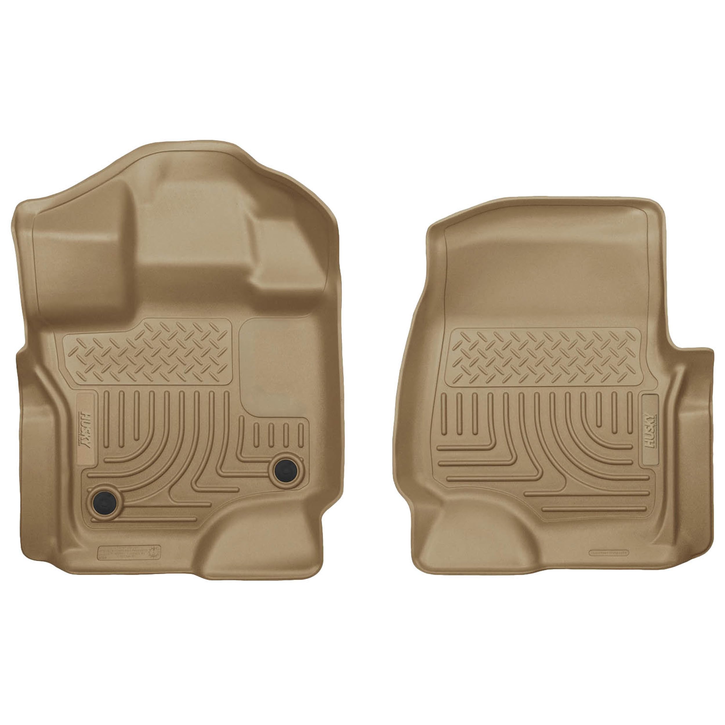 Husky Liners Floor Mats Weatherbeater | Fits 2015-2025 Ford F-150 SUPERCREW CAB ONLY/SUPERCAB ONLY (Includes 2022-2025 Lightning Model) | Front Row, 2-pc Tan - 18363