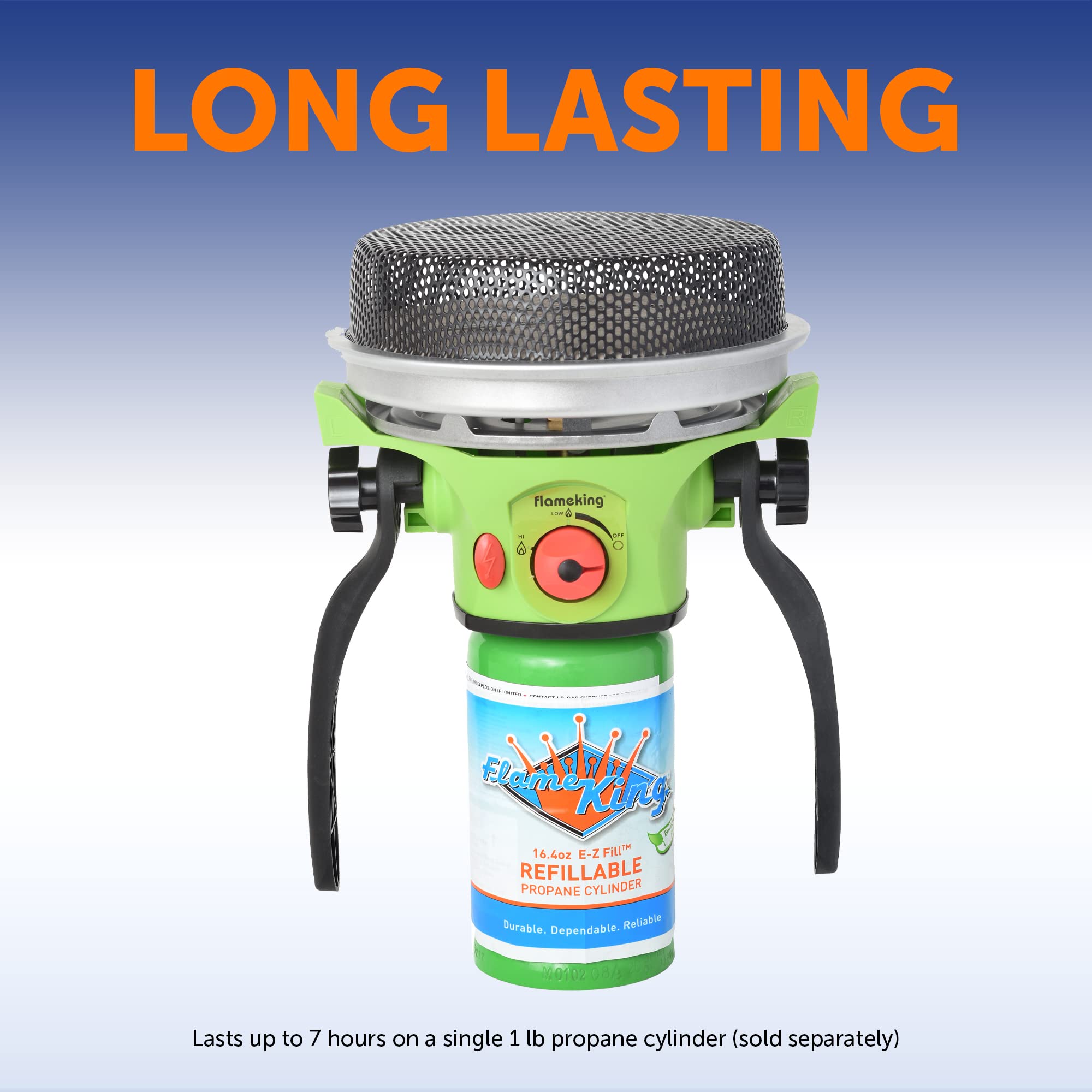 Portable Flame King Propane Gas Outdoor Heater with Piezo Electric Start for Camping, Garage, Ice Fishing, Patio, and Tabletop Green Small