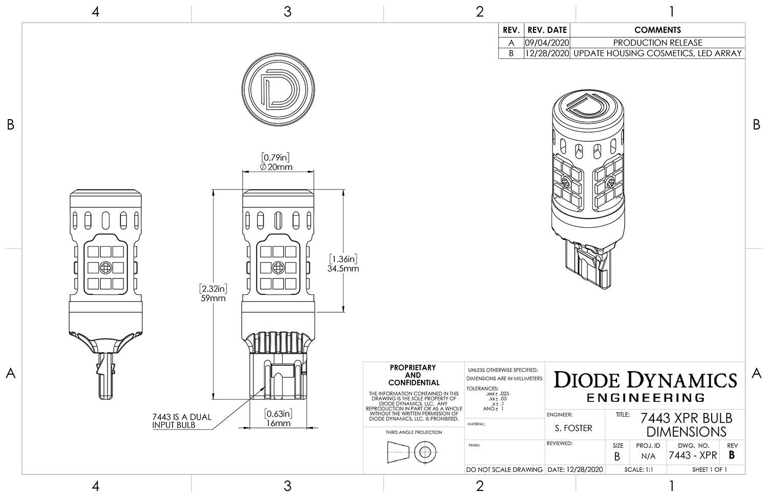 LED Bulb 7443 XP80 LED Cool White Single Diode Dynamics