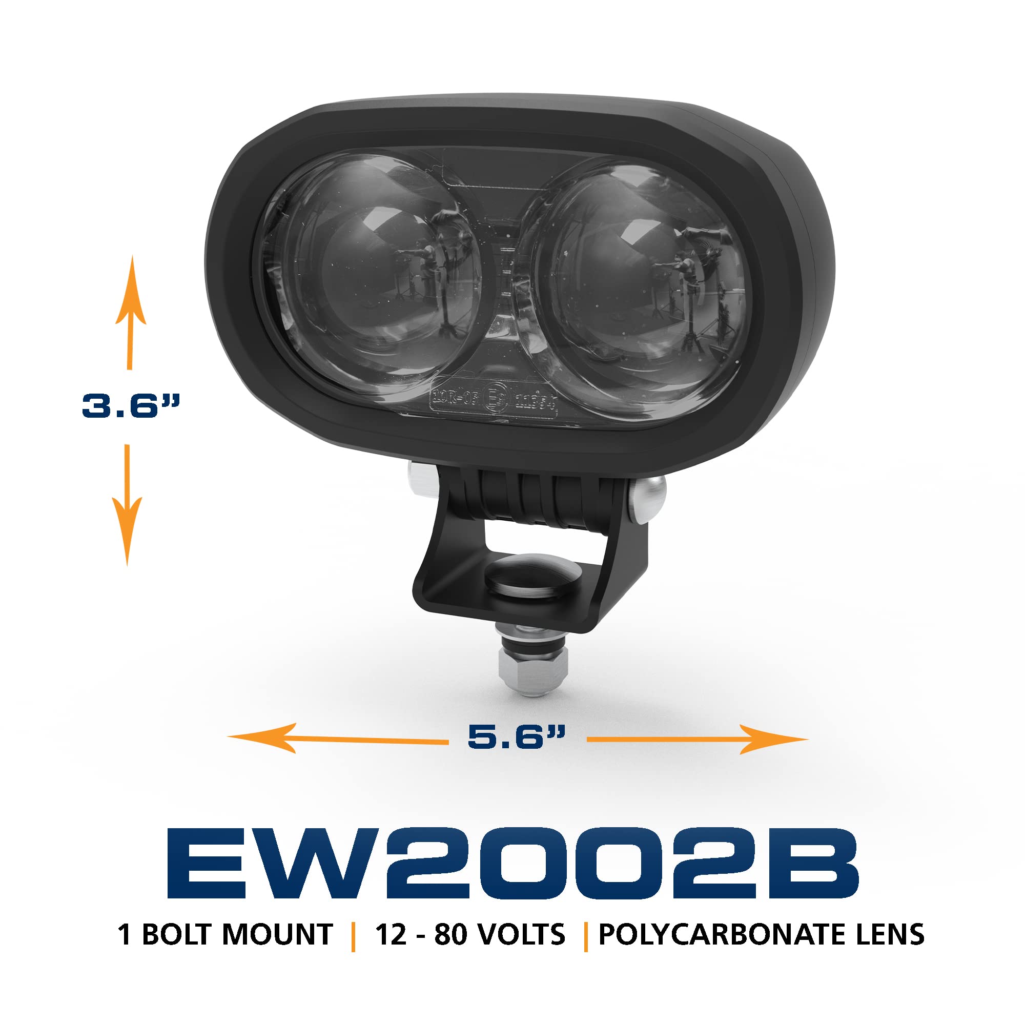 ECCO Work Light EW2002B Spot Beam, Oval, 1 Bolt Mount, Blue, 12 80 Volt