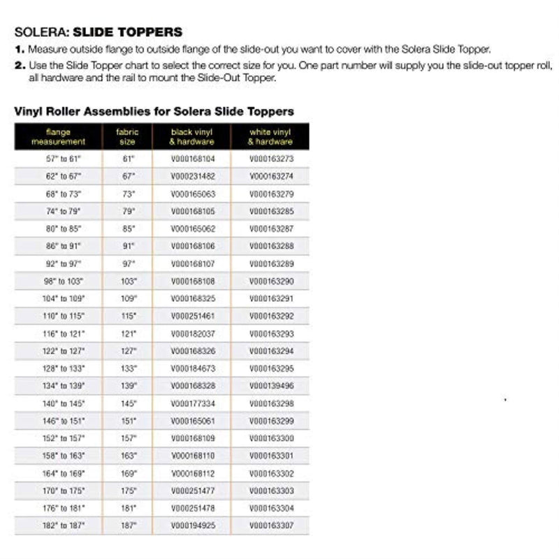 White Solera Slide Topper Awning - 15' (14'7" Fabric)