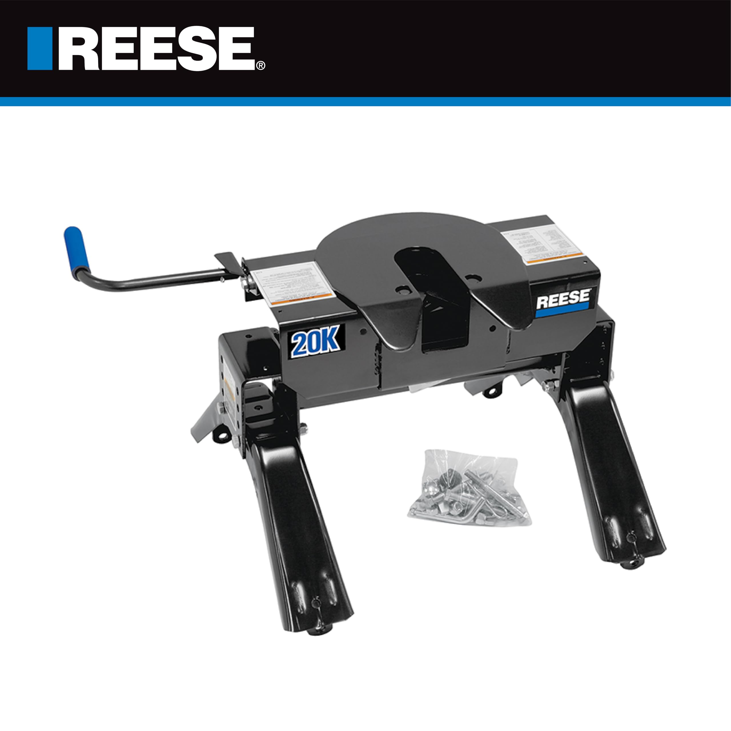 Reese 30119 Fifth Wheel Hitch Capacity 20,000 lbs., Dual Jaw, Complete System, Industry Standard Mount, Rated up to 20,000 lbs. towing capacity and up to 5,000 lbs