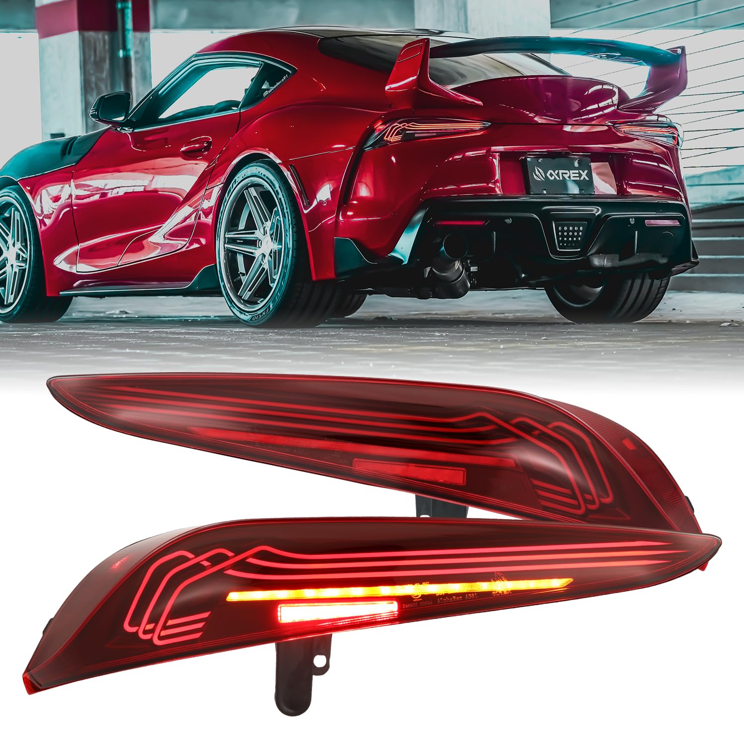 LUXX-Series Alpharex LED Tail Lights Compatible With 20-25 Supra CSL Laser Style Vivid Red