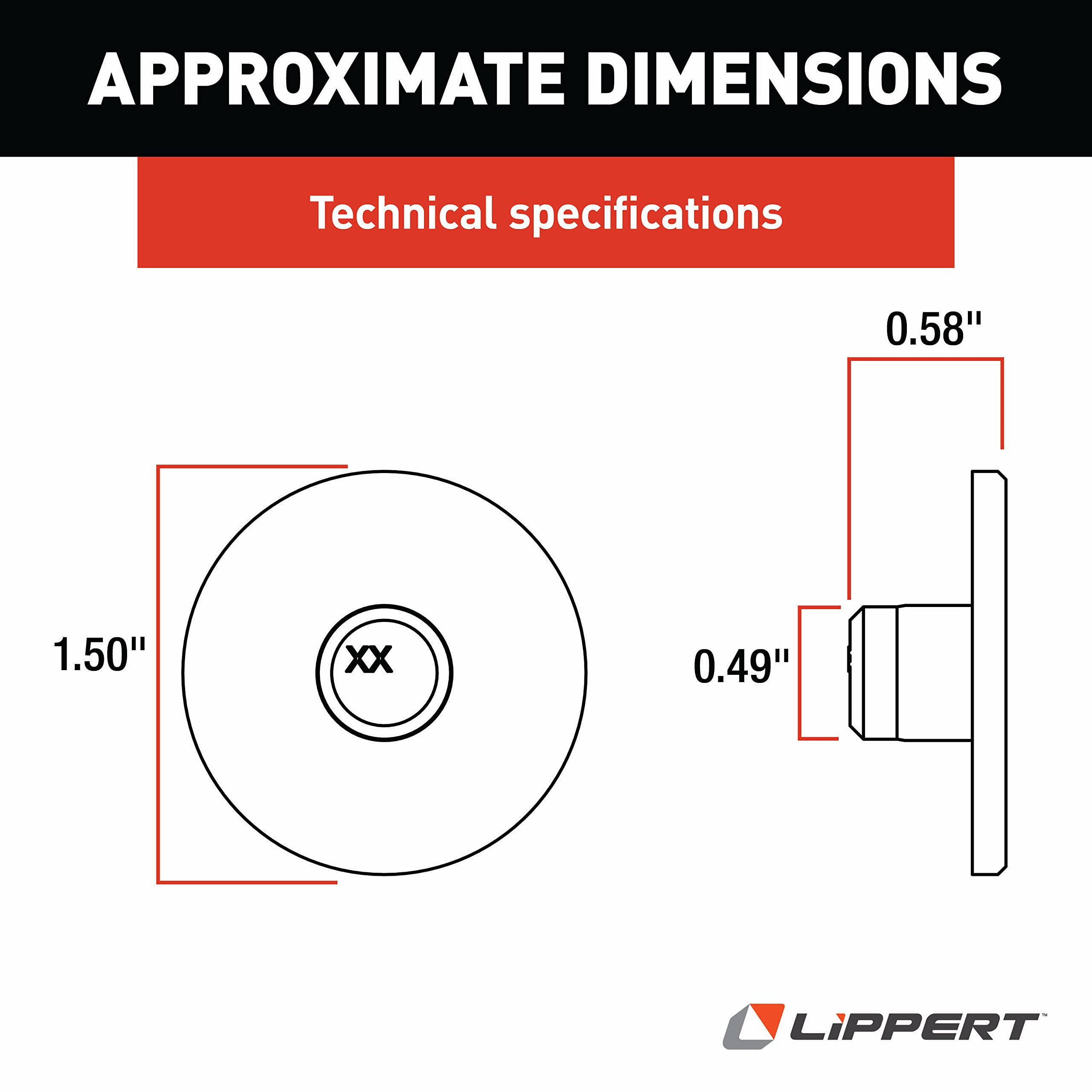 Lippert .58" Replacement Wear Tab with 1-1/2" OD for RV Slide-Out Systems, Easy DIY Installation, for Use in Inner Tube Assemblies - 277882
