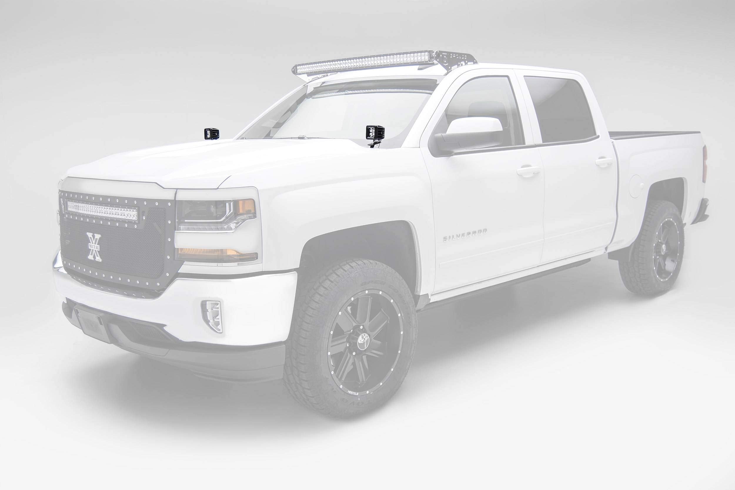 ZROADZ Hood Ditch Hinge LED Mounting Bracket - Compatible w/ 2014-2018 GMC Sierra 1500 - to Mount (2) 3 Inch LED Pod Lights - Mild Steel Gloss Black - Easy Bolt-On Installation - PN #Z362081