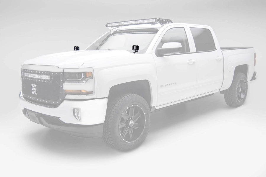 ZROADZ Hood Ditch Hinge LED Mounting Bracket - Compatible w/ 2014-2018 GMC Sierra 1500 - to Mount (2) 3 Inch LED Pod Lights - Mild Steel Gloss Black - Easy Bolt-On Installation - PN #Z362081