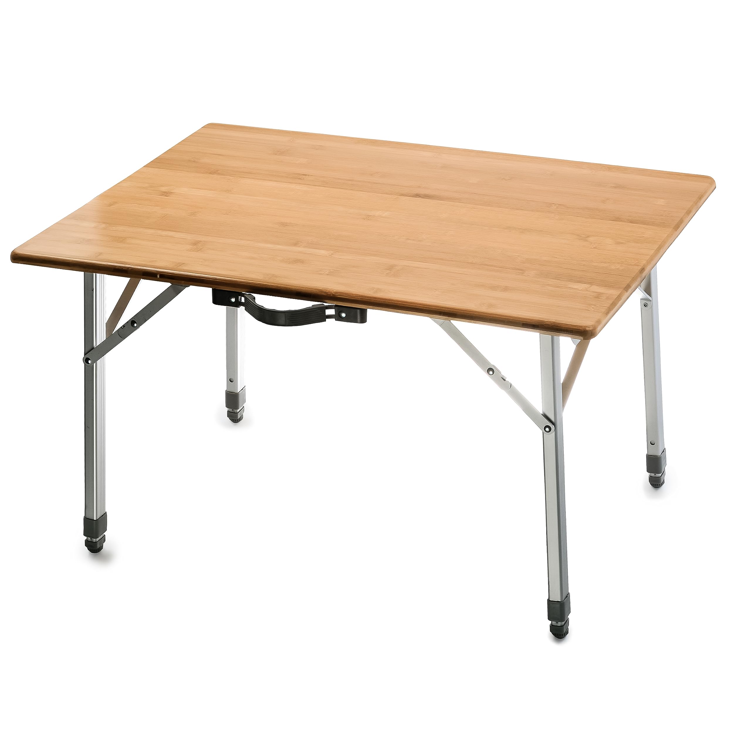 Folding Table Camco | Features Natural Bamboo Top & Folding Aluminum Legs for RV Storage and Organization | Adjustable Height 18” - 26” | Ideal for Tailgating, Camping, RVing, the Beach & More (51893)