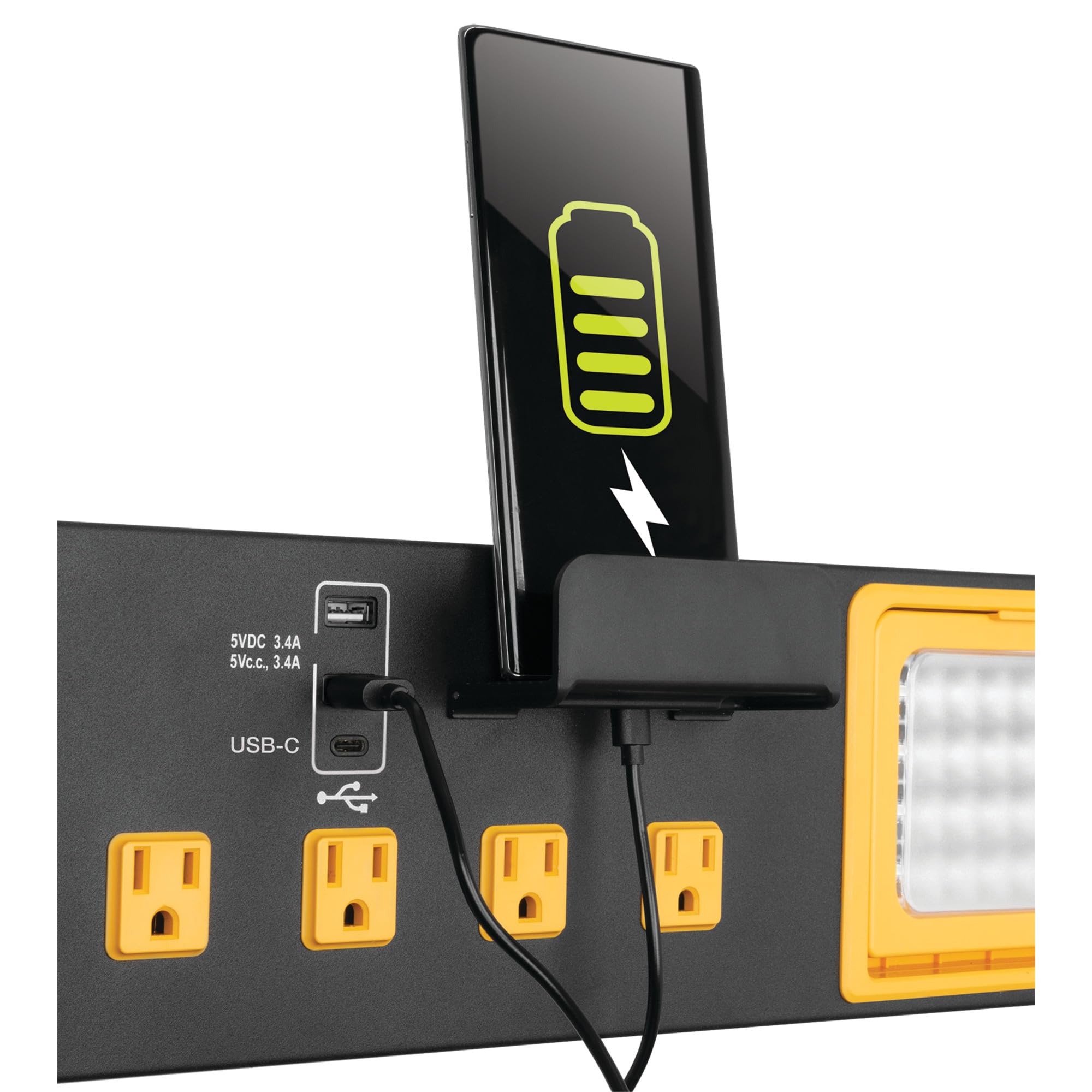 Power Station Performance Tool W2279 Commercial Grade with 6 Outlets, 2 USB Ports, Built-In Cradle, and LED Lights, Ideal for Workshops and Garages