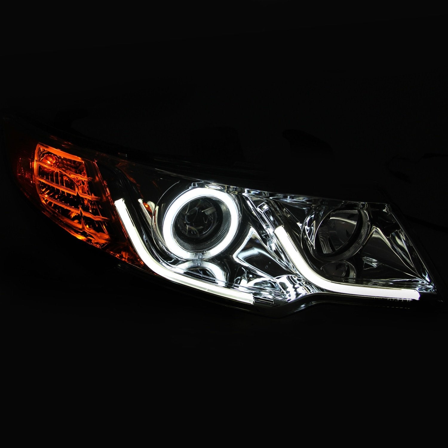 Chrome/Clear/Amber Halogen Projector Headlight AnzoUSA for Kia Forte